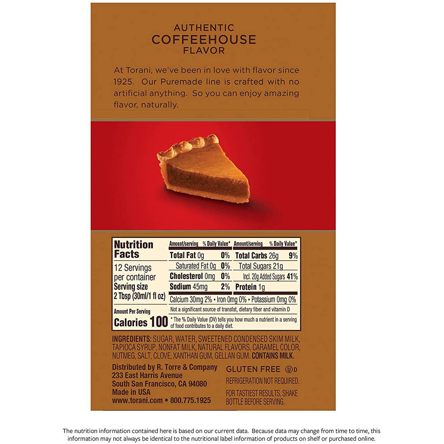 Torani Puremade Sauce, Pumpkin Pie, Squeeze Bottle, 16.5 Ounces