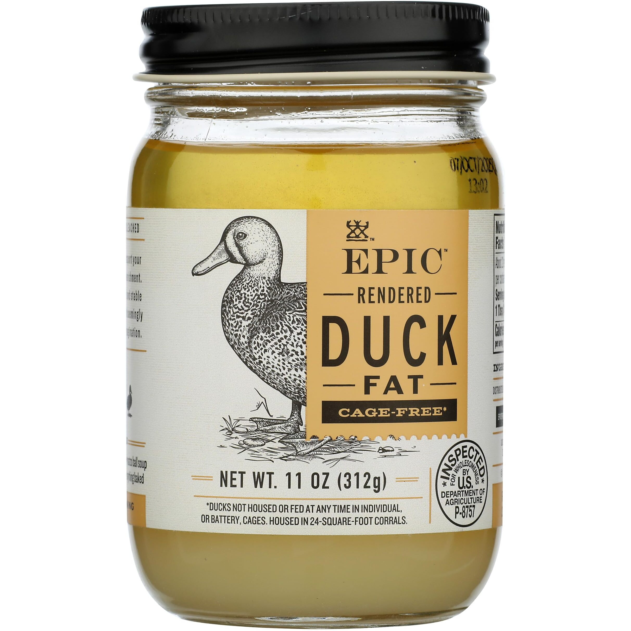 Epic Rendered Duck Fat, Keto And Paleo Friendly, Whole30 Approved, Gluten Free, 11 Oz Jar