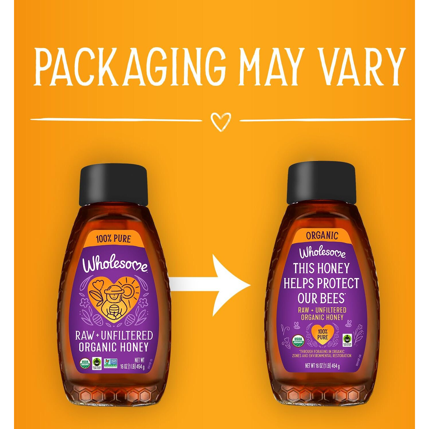 Wholesome Sweeteners 16-Ounce Organic Raw Unfiltered Honey Bottle, 100% Pure, Fair Trade Certified, Non Gmo Project Verified, & Gluten Free, 1 Pack