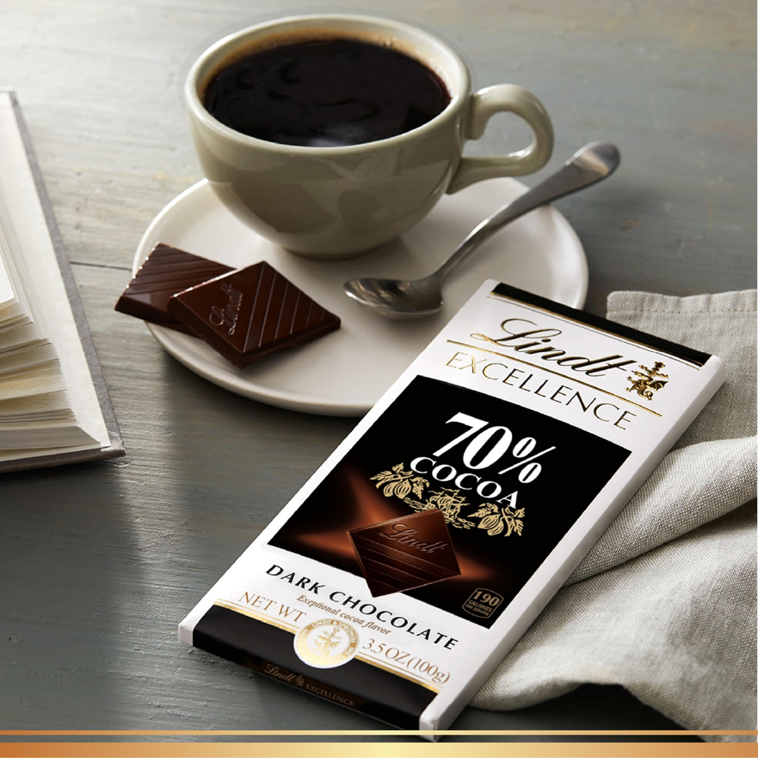 Lindt Excellence 70% Cocoa Dark Chocolate Candy Bar, Dark Chocolate, 3.5 Oz. Bar