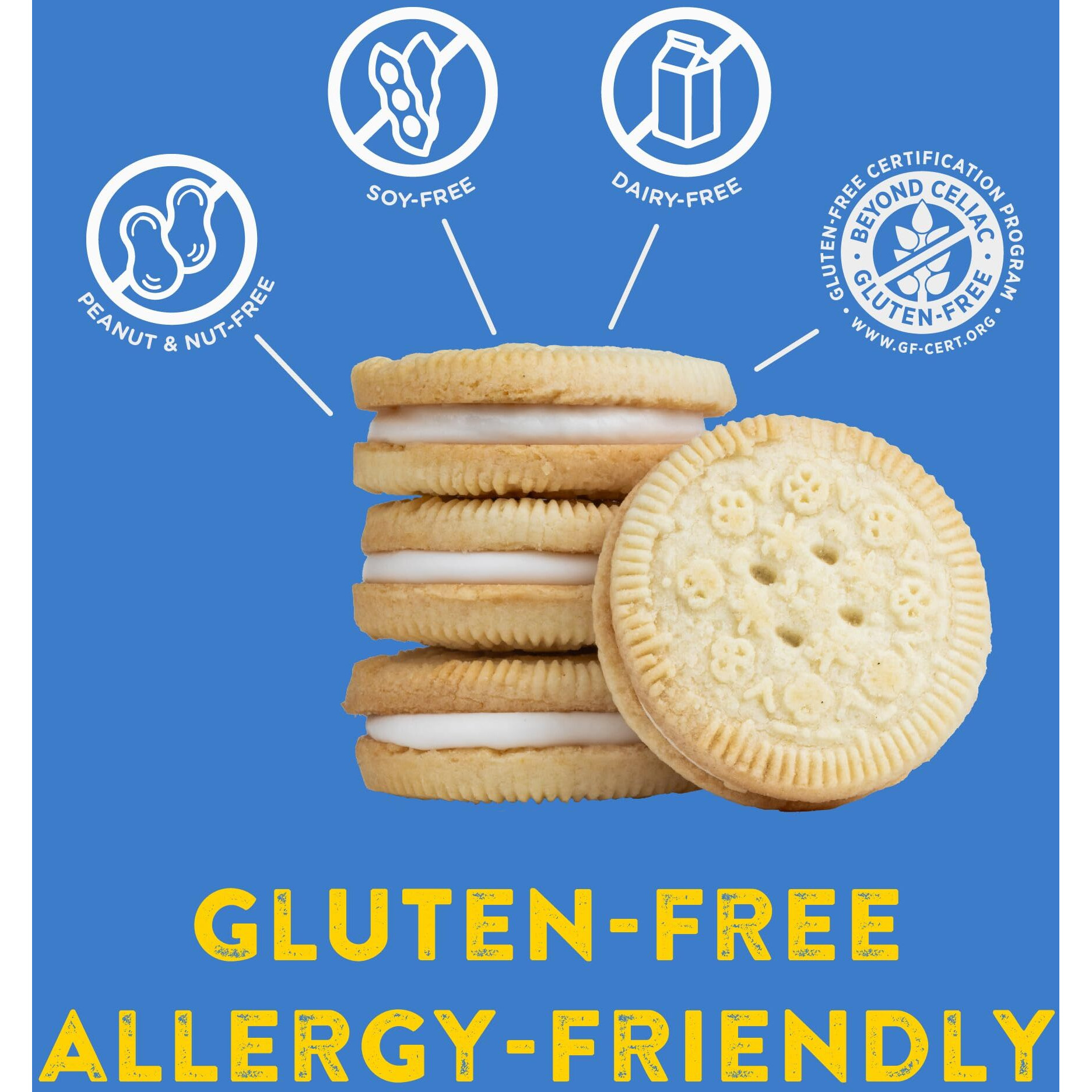 Kinnikinnick - Kinnitoos Vanilla Sandwich Cream Cookies - Gluten Free, Allergy Friendly Vegan Cookies - 8 Oz. Boxes - 6 Pack