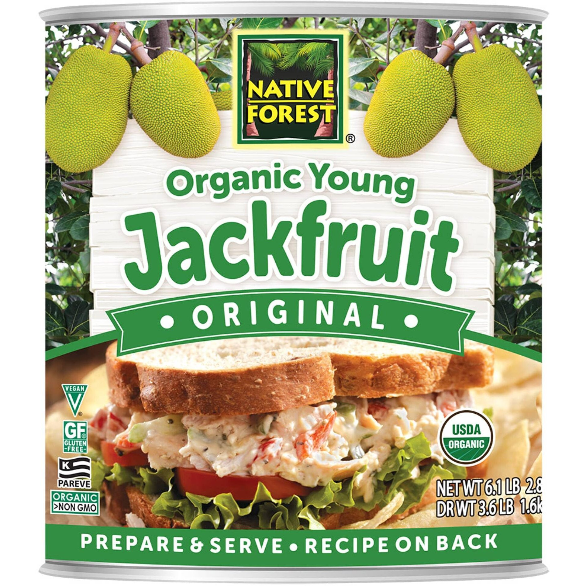 Native Forest Organic Young Jackfruit - Great Meatless Alternative, Plant Based Meat, Ideal Texture, Soy Free, Non-Gmo Project Verified, Usda Organic - 6.1 Lb