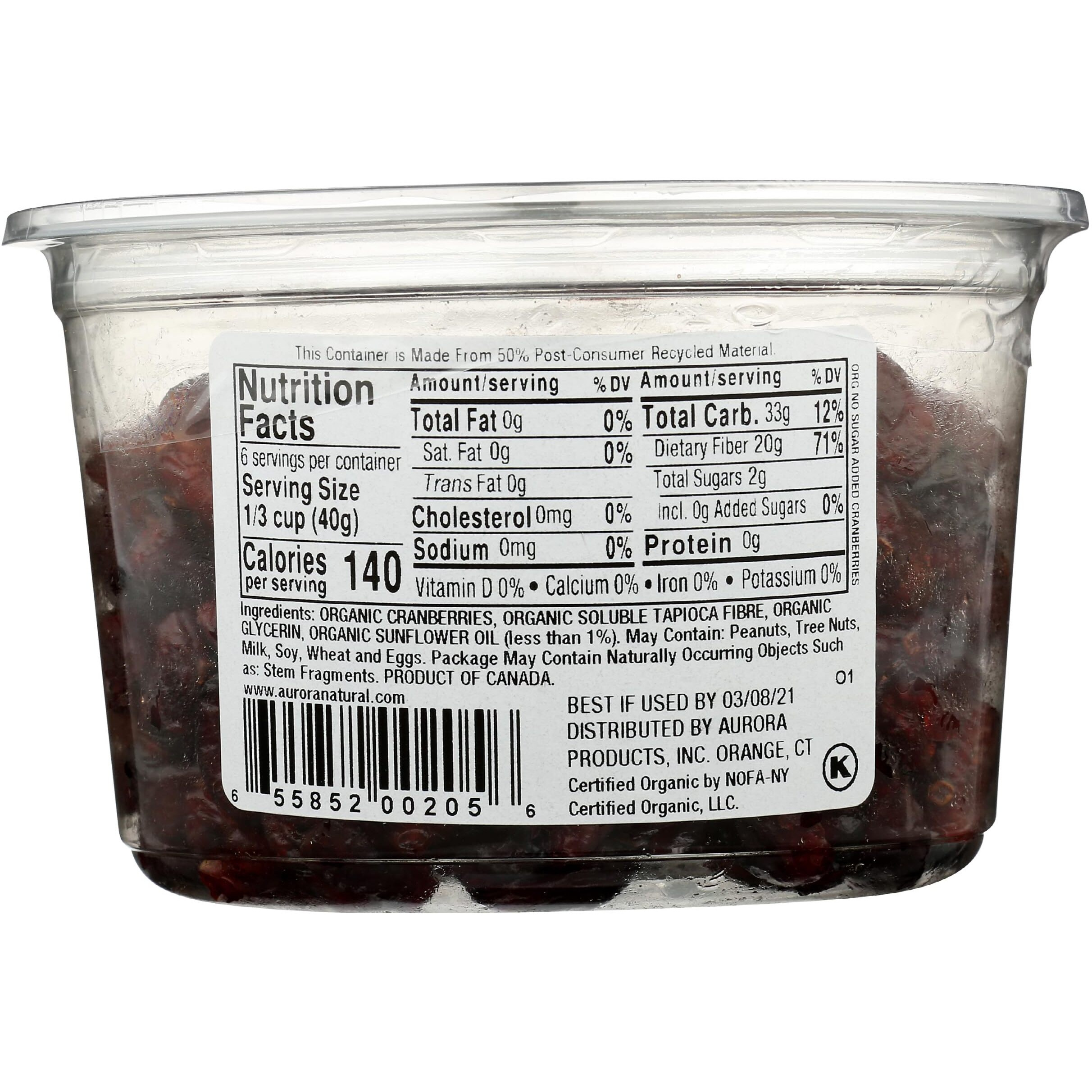 Aurora Products Organic Dried Cranberries, 9 Oz