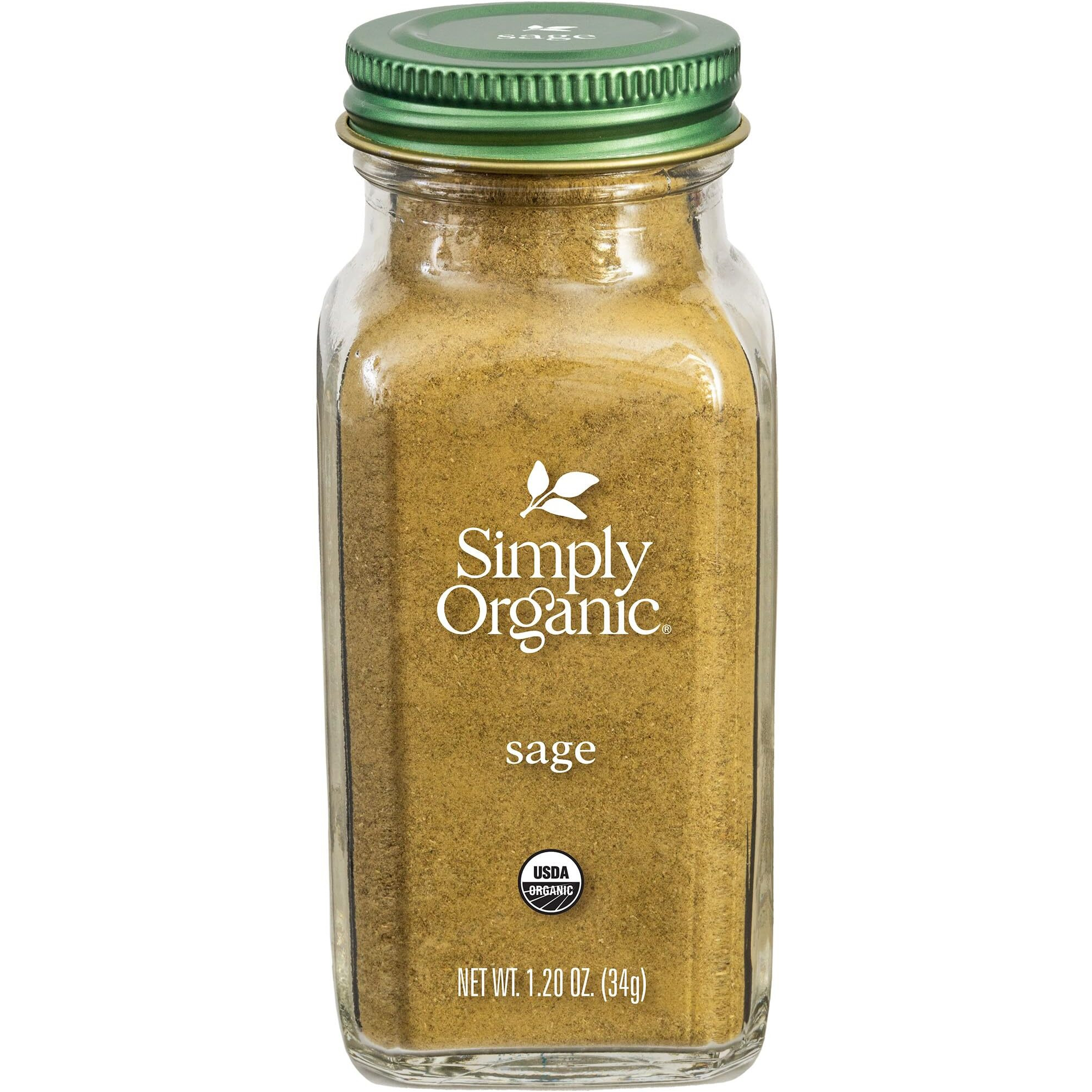 Simply Organic Ground Sage Leaf, 1.41 Ounce, Sweet Earthy Flavor, Hints Of Mint, Pair With Garlic & Rosemary, Kosher, Organic