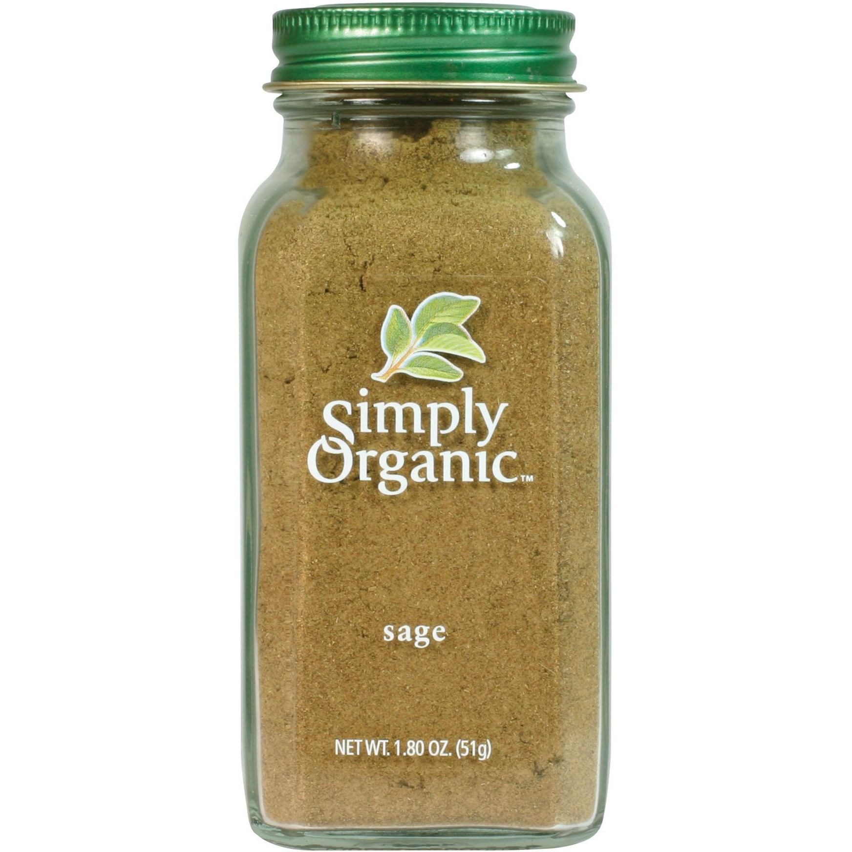 Simply Organic Ground Sage Leaf, 1.41 Ounce, Sweet Earthy Flavor, Hints Of Mint, Pair With Garlic & Rosemary, Kosher, Organic