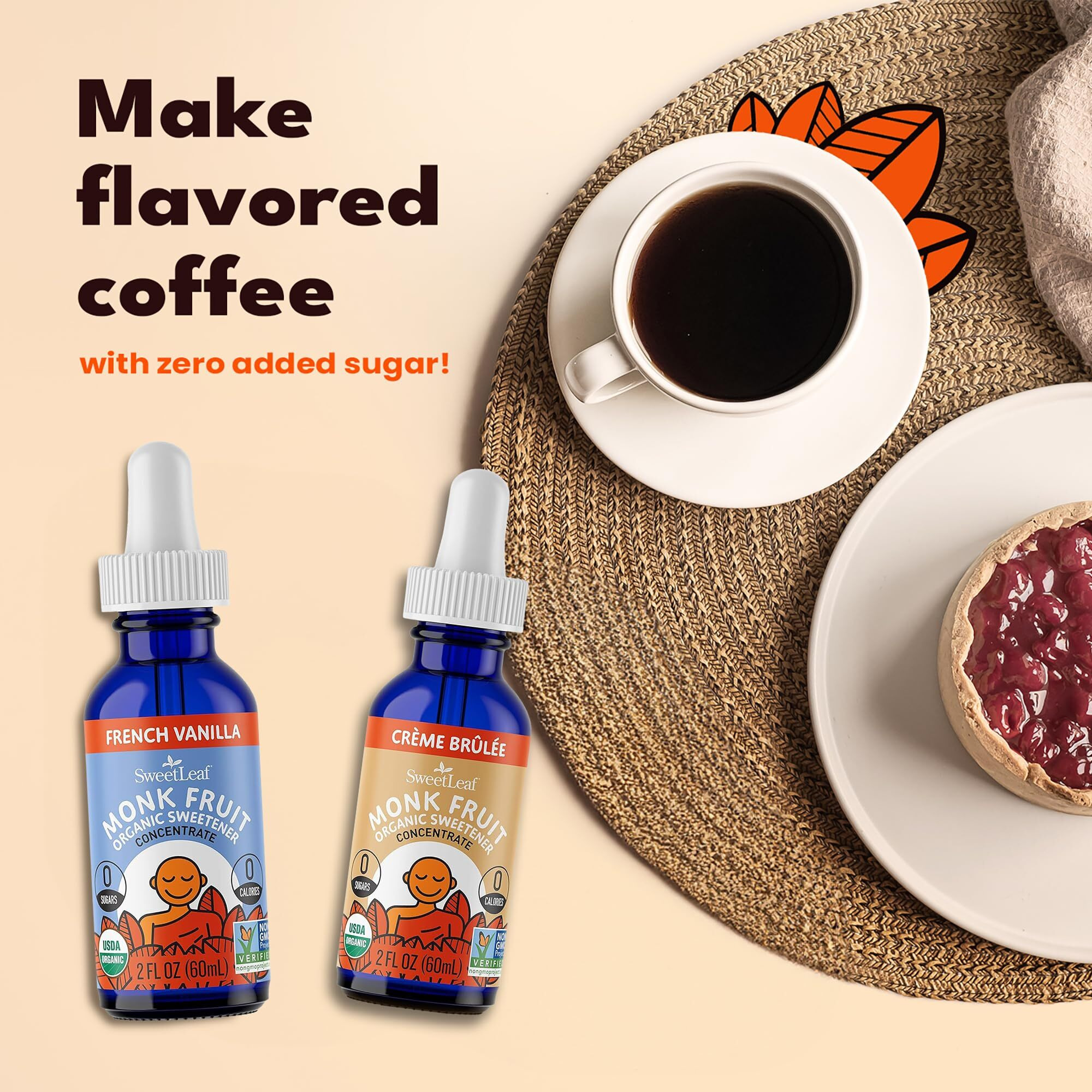 Sweetleaf Creme Brulee Liquid Monk Fruit - Monk Fruit Liquid Sweetener Drops, Organic Monk Fruit Extract, Zero Calorie Sweetener, Sugar Free, Keto Friendly, Erythritol Free - 2 Fl Oz