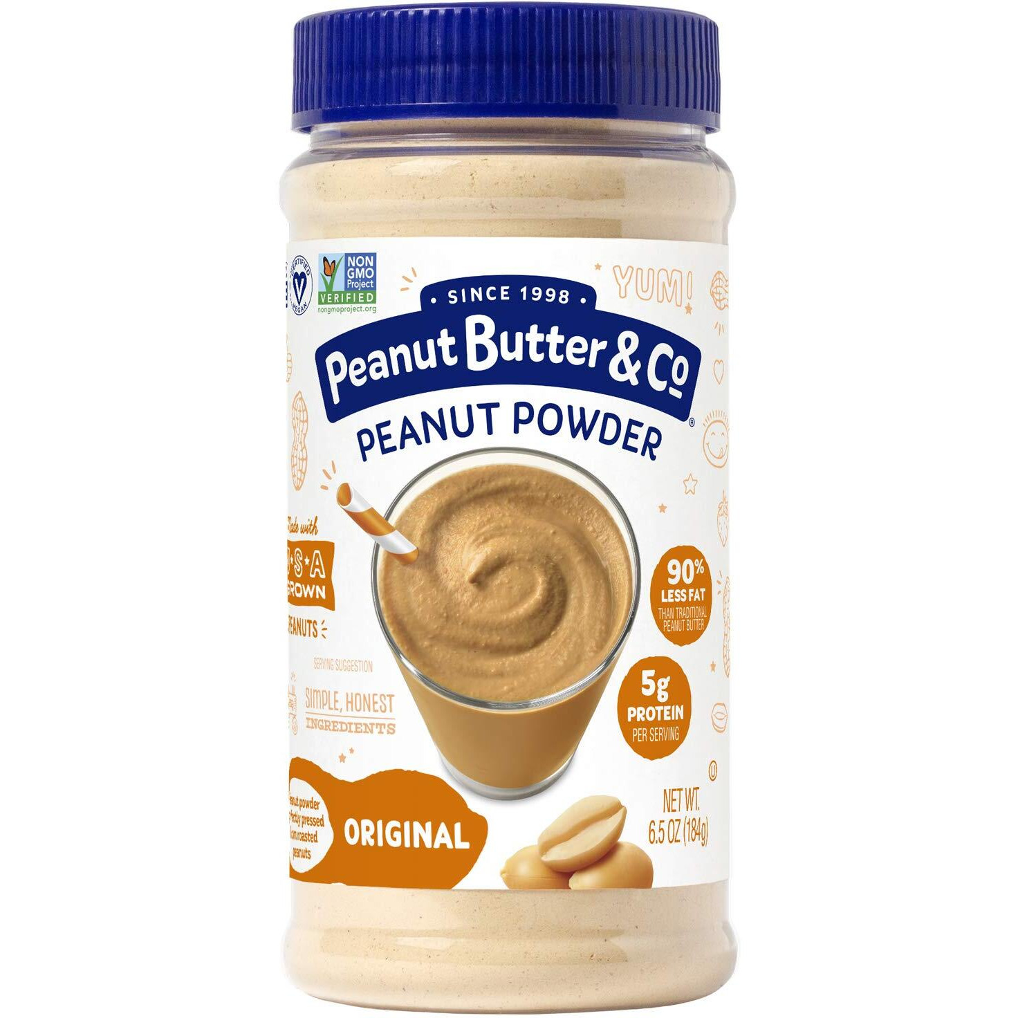 Peanut Butter & Co. Original Peanut Protein Powder, Non-Gmo Project Verified, Gluten Free, Vegan, 6.5 Oz Jar