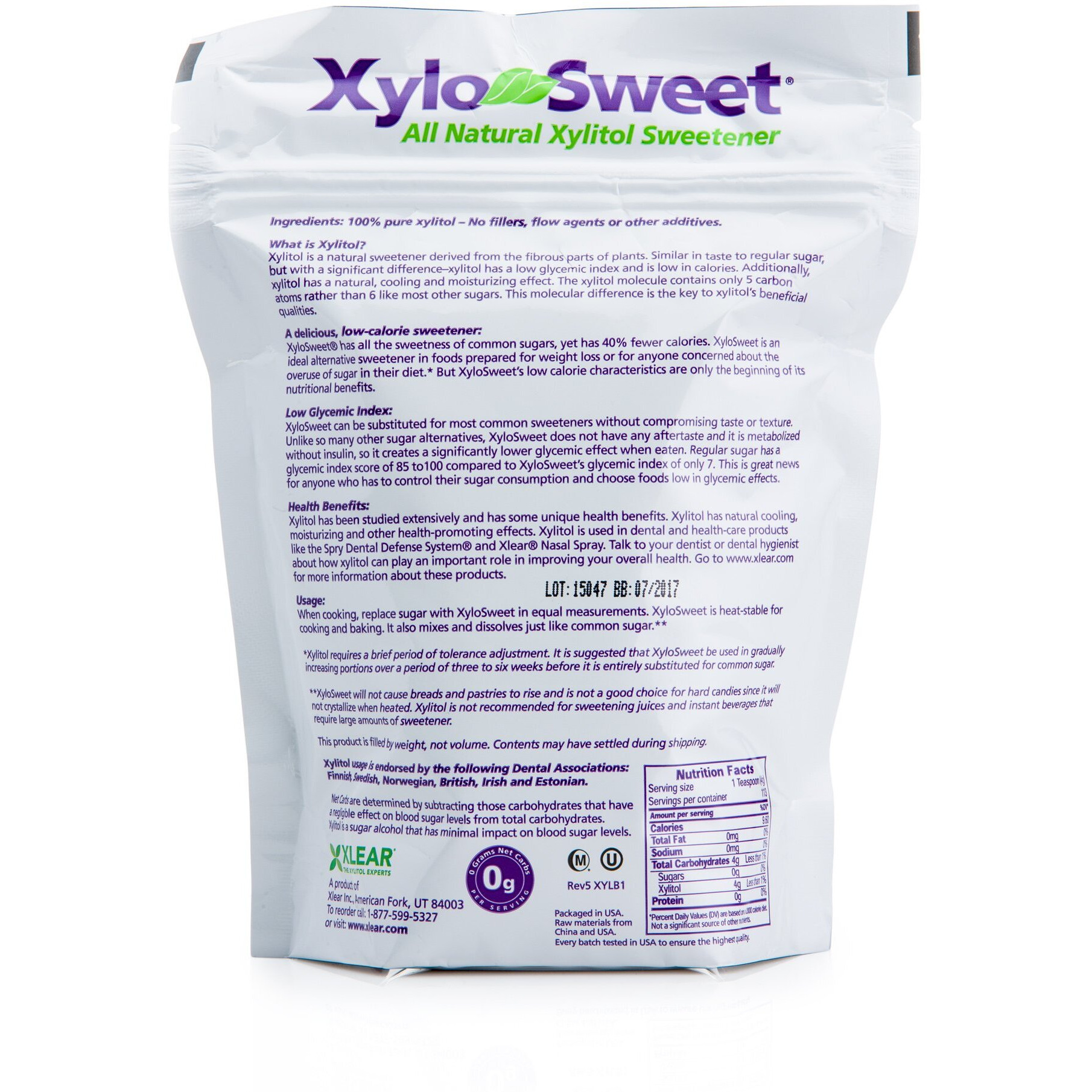 Xlear Xylosweet Non-Gmo Xylitol Sweetener - Natural Sweetener Sugar Substitute, Granules, 1 Pound Bag (Pack Of 1)