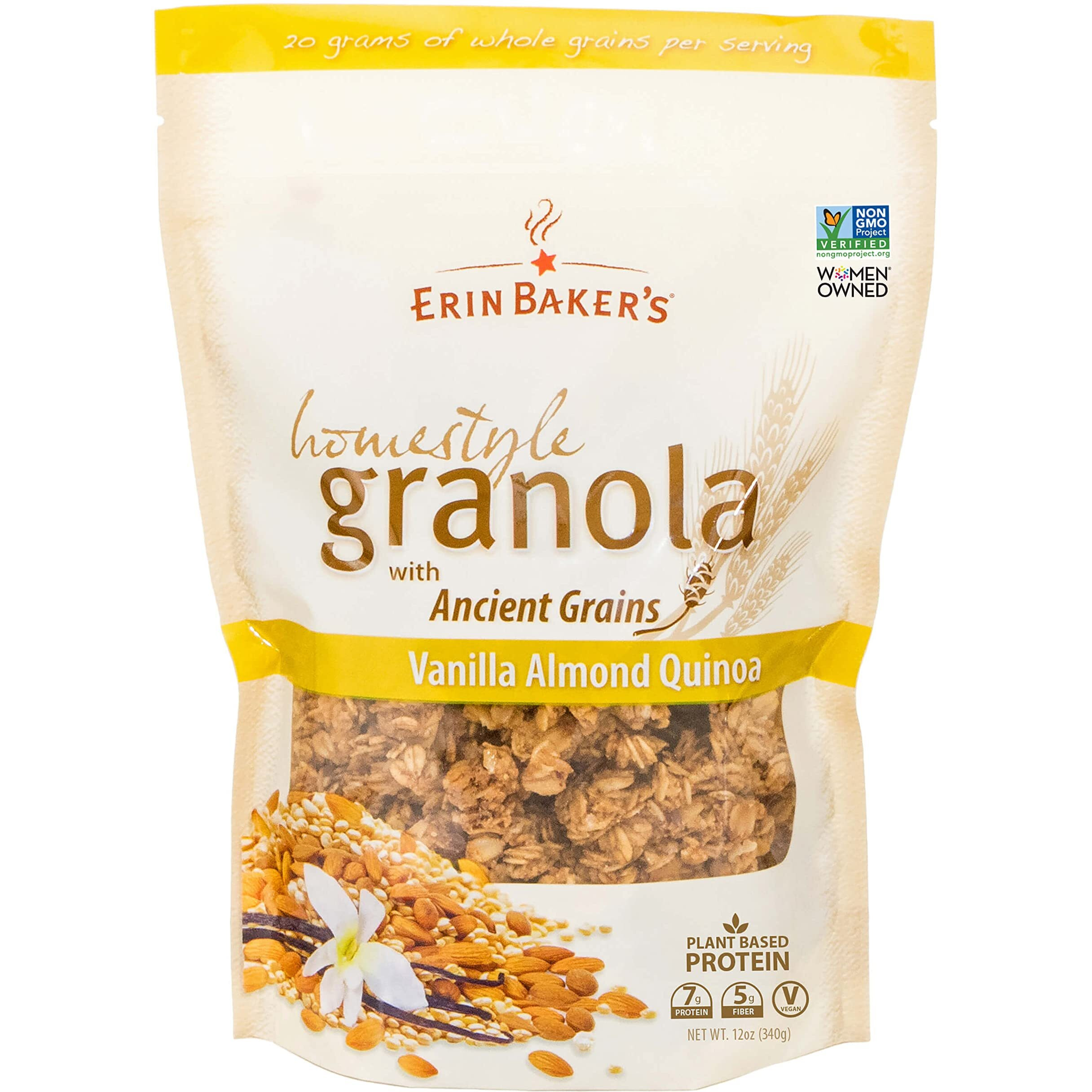 Erin Baker's Homestyle Granola Vanilla Almond Quinoa, Vegan, Non-Gmo, 7Grams Of Plant Based Protein,12 Ounce
