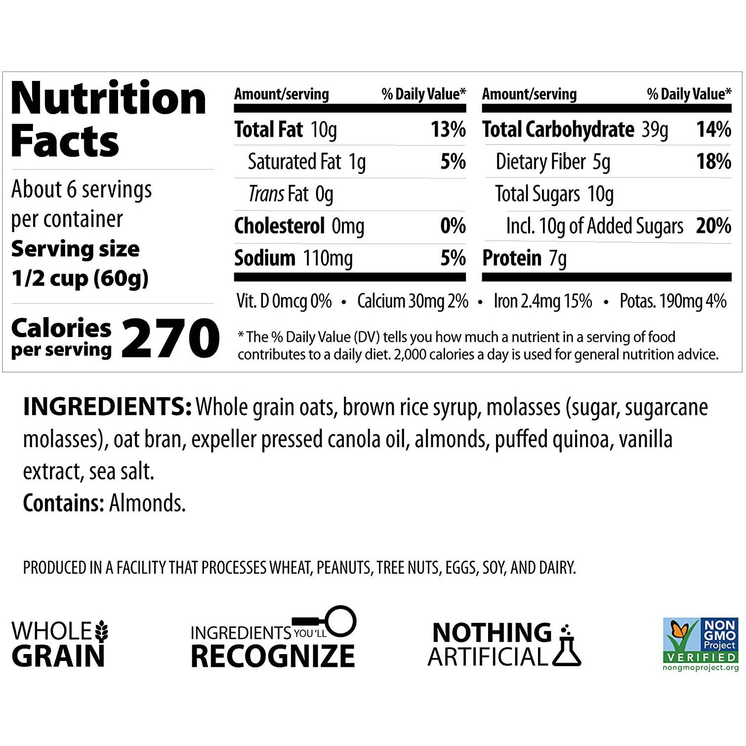 Erin Baker's Homestyle Granola Vanilla Almond Quinoa, Vegan, Non-Gmo, 7Grams Of Plant Based Protein,12 Ounce