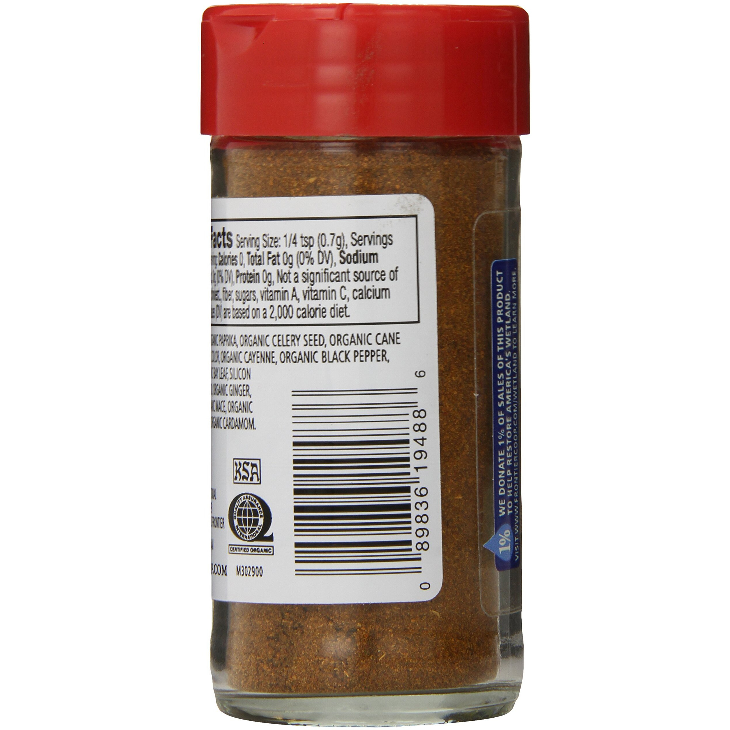 Frontier Co-Op Organic Blackened Seafood Seasoning, 2.5 Ounce Bottle, Savory Blend For Fish, Seafood, Sauces, Chowders