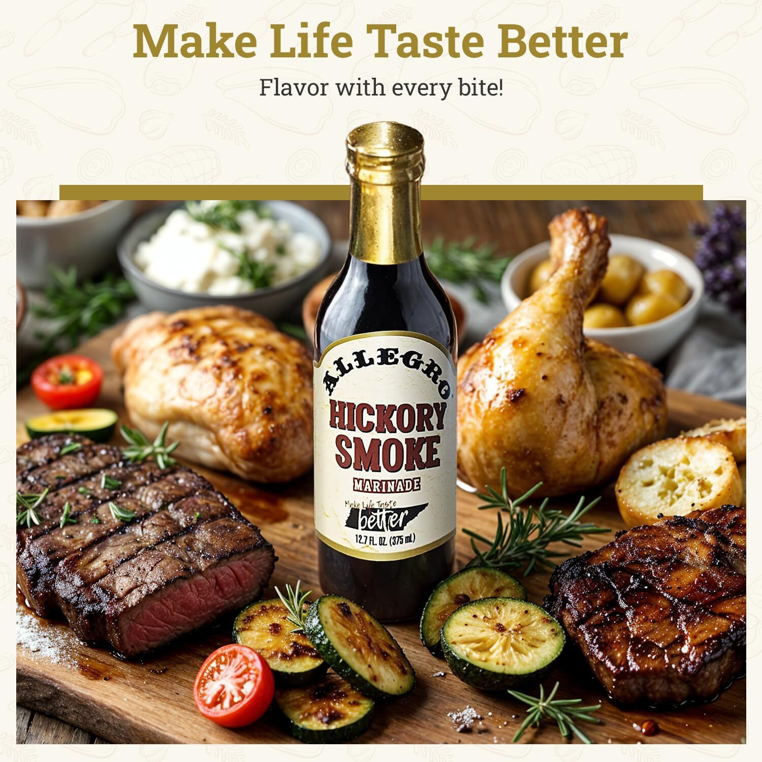Allegro - The Marinate Everything Marinades | Perfect Marinades For Meat & Veggies | Marinade For Grilling, Roasting & Cooking | Kosher & Gluten Free | 12.7 Oz (Pack Of 6) - Hickory Smoke