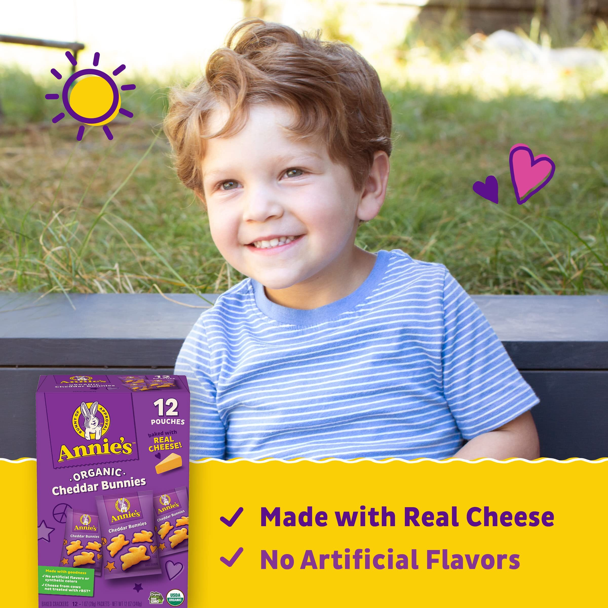 Annie's Organic Cheddar Bunnies Baked Snack Crackers, 12 Oz., 12 Pouches