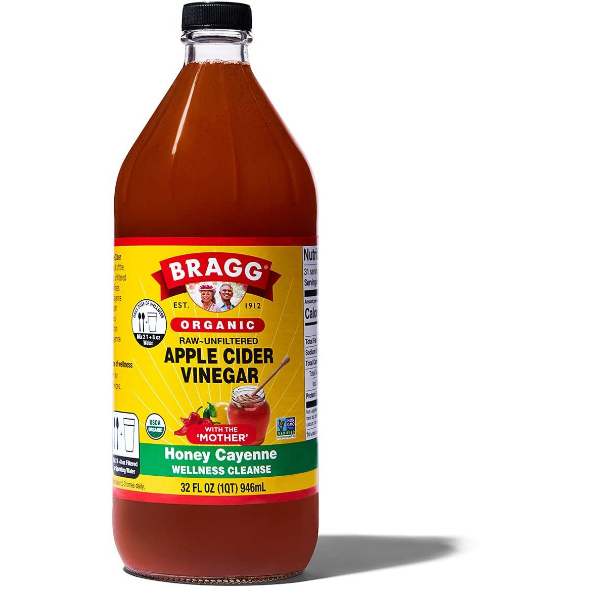 Bragg Organic Apple Cider Vinegar Honey Cayenne Wellness Cleanse With The Mother - 32 Fl Oz - Raw And Unfiltered