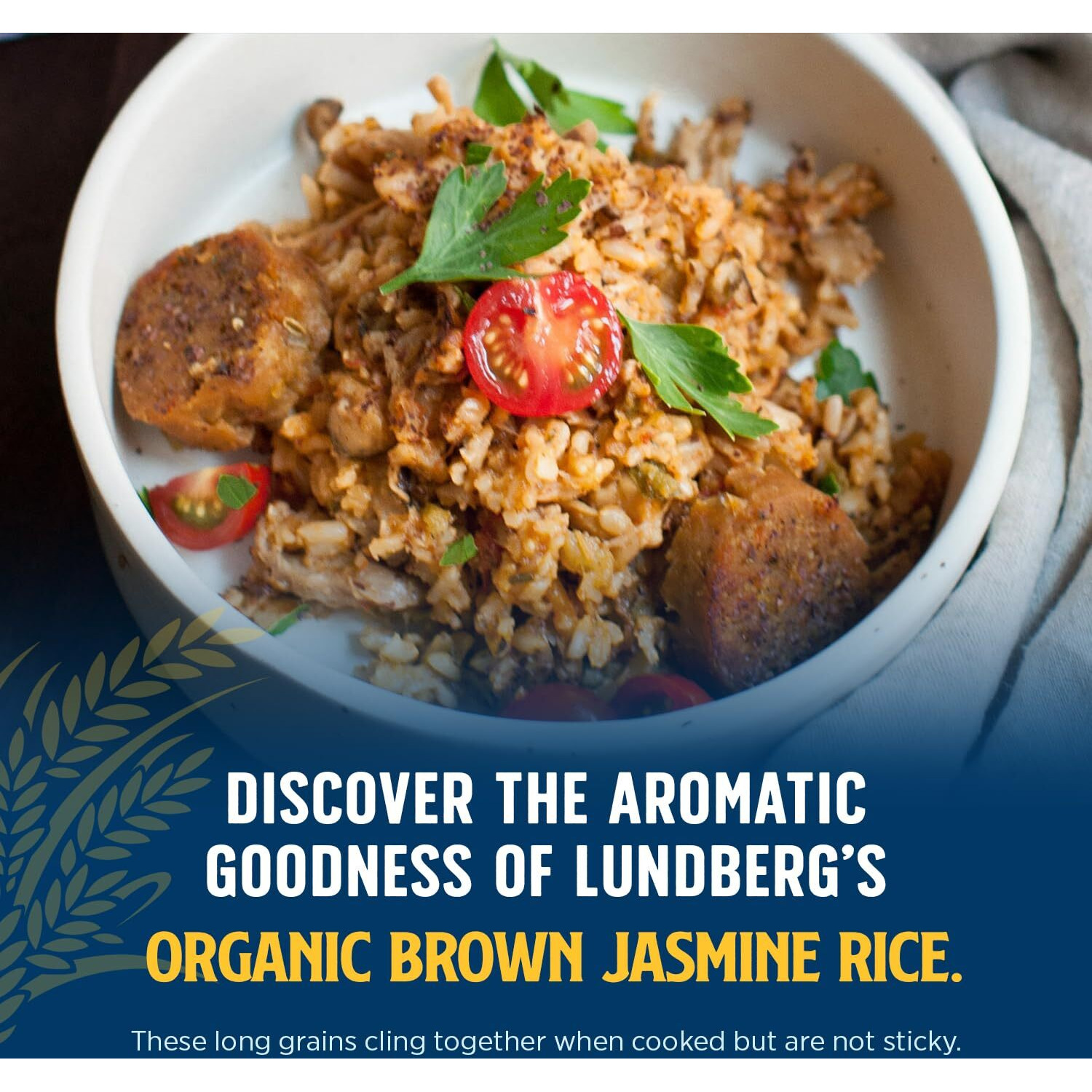 Lundberg Organic Jasmine Rice, Long Grain Brown Rice - Non-Sticky, Fluffy Aromatic Rice, Organically Grown In California, Pantry Staples, 32 Oz
