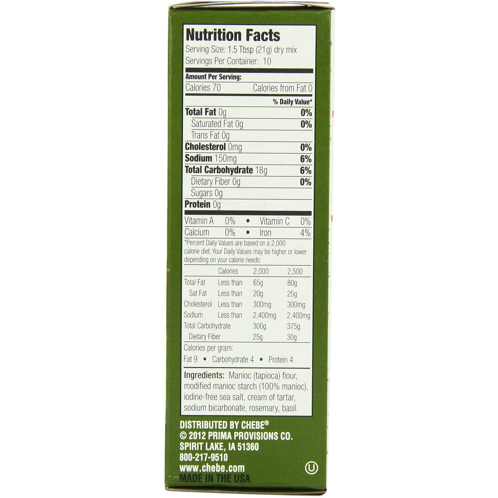 Chebe Bread Focaccia Flat Bread Mix, Gluten Free, 7.5-Ounce Bags (Pack Of 8)
