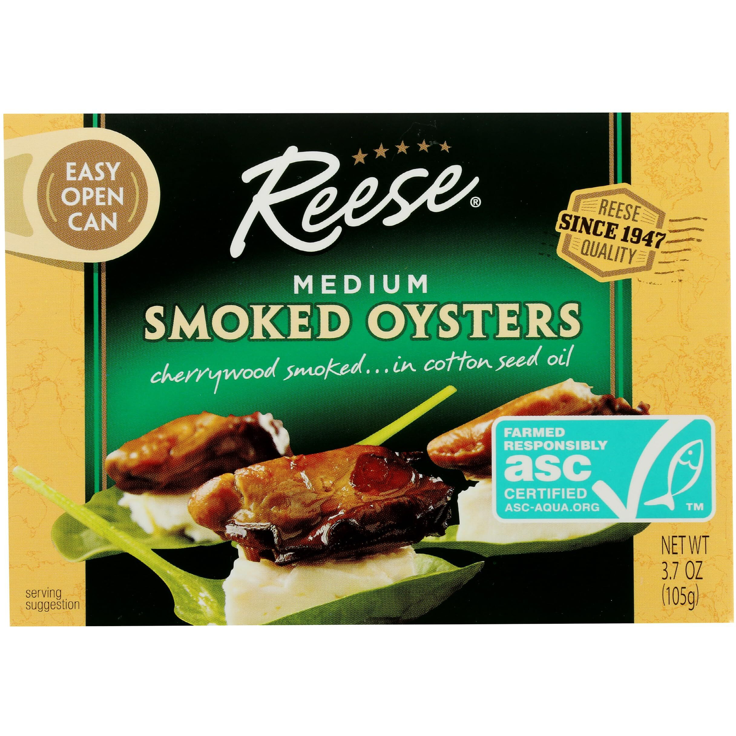 Reese Medium Smoked Oysters, 3.7-Ounces (Pack Of 10)