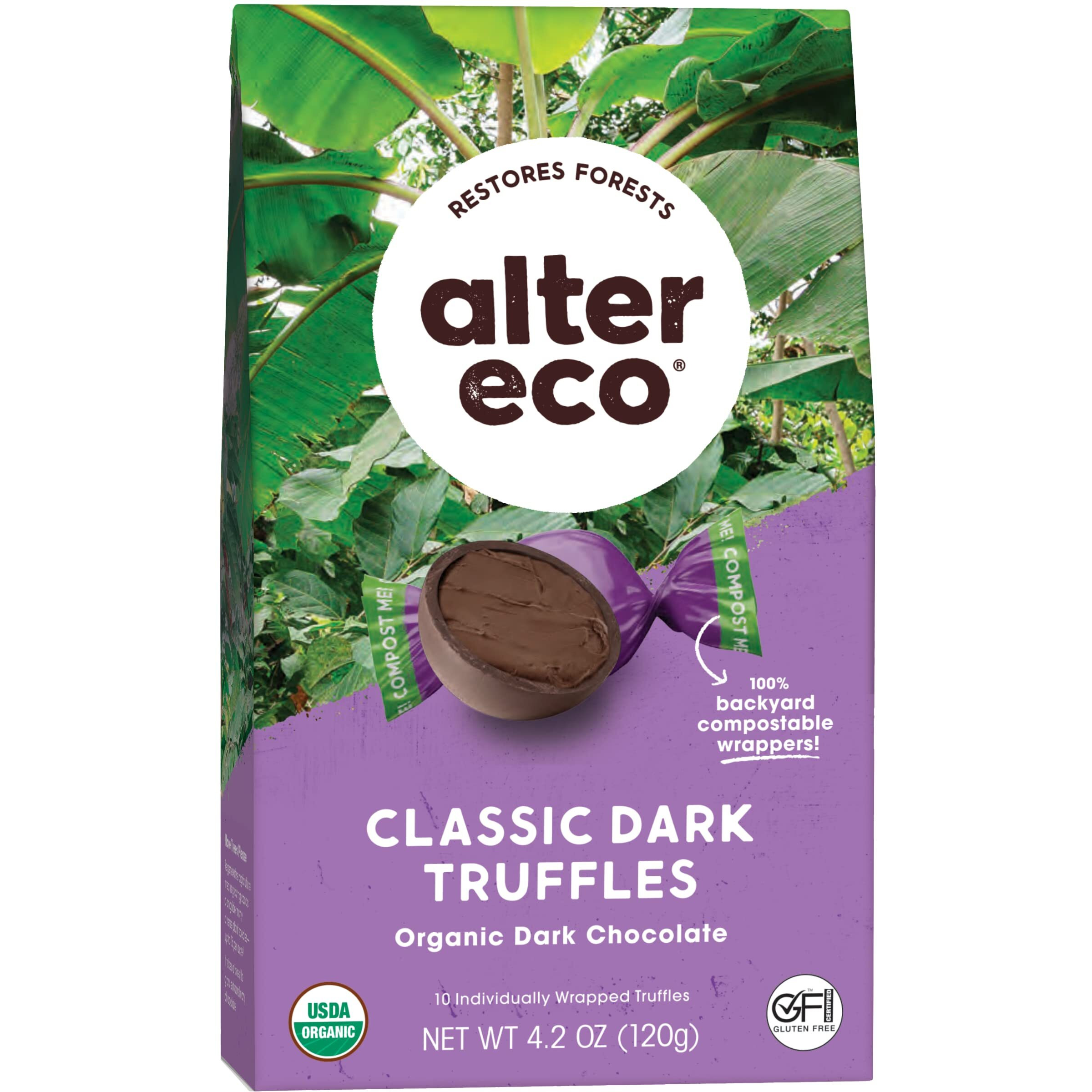 Alter Eco |Classic Dark Chocolate Truffles | Pure Dark Cocoa, Fair Trade, Organic, Non-Gmo, Gluten Free (10 Count (Pack Of 1))