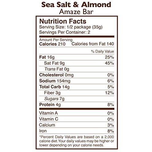Taza Chocolate Organic Amaze Bar 80% Stone Ground, Sea Salt & Almond, 2.5 Ounce (1 Count), Vegan