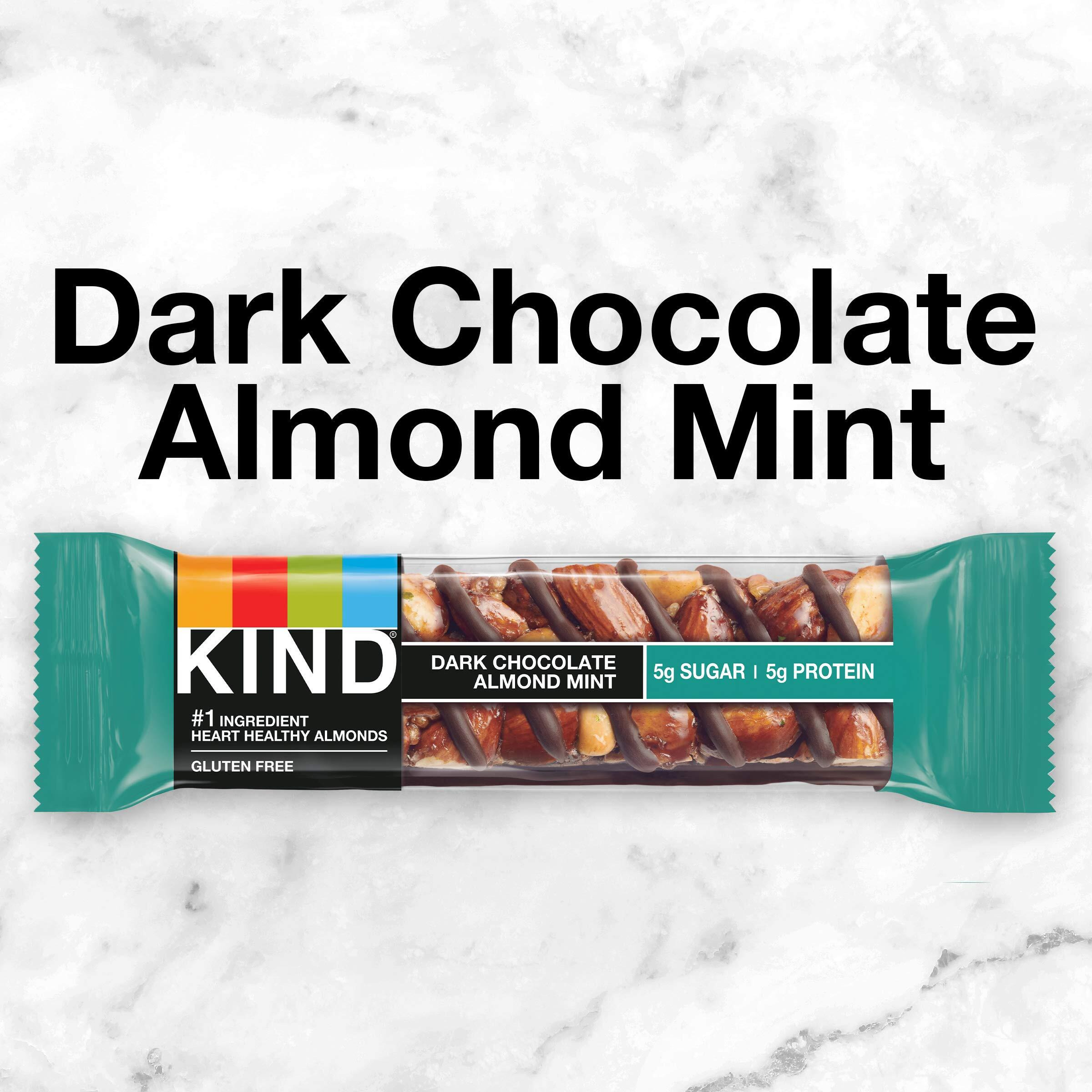 Kind Nut Bars, Dark Chocolate Mint, Healthy Snacks, Gluten Free, Low Sugar, 5G Protein, 12 Count