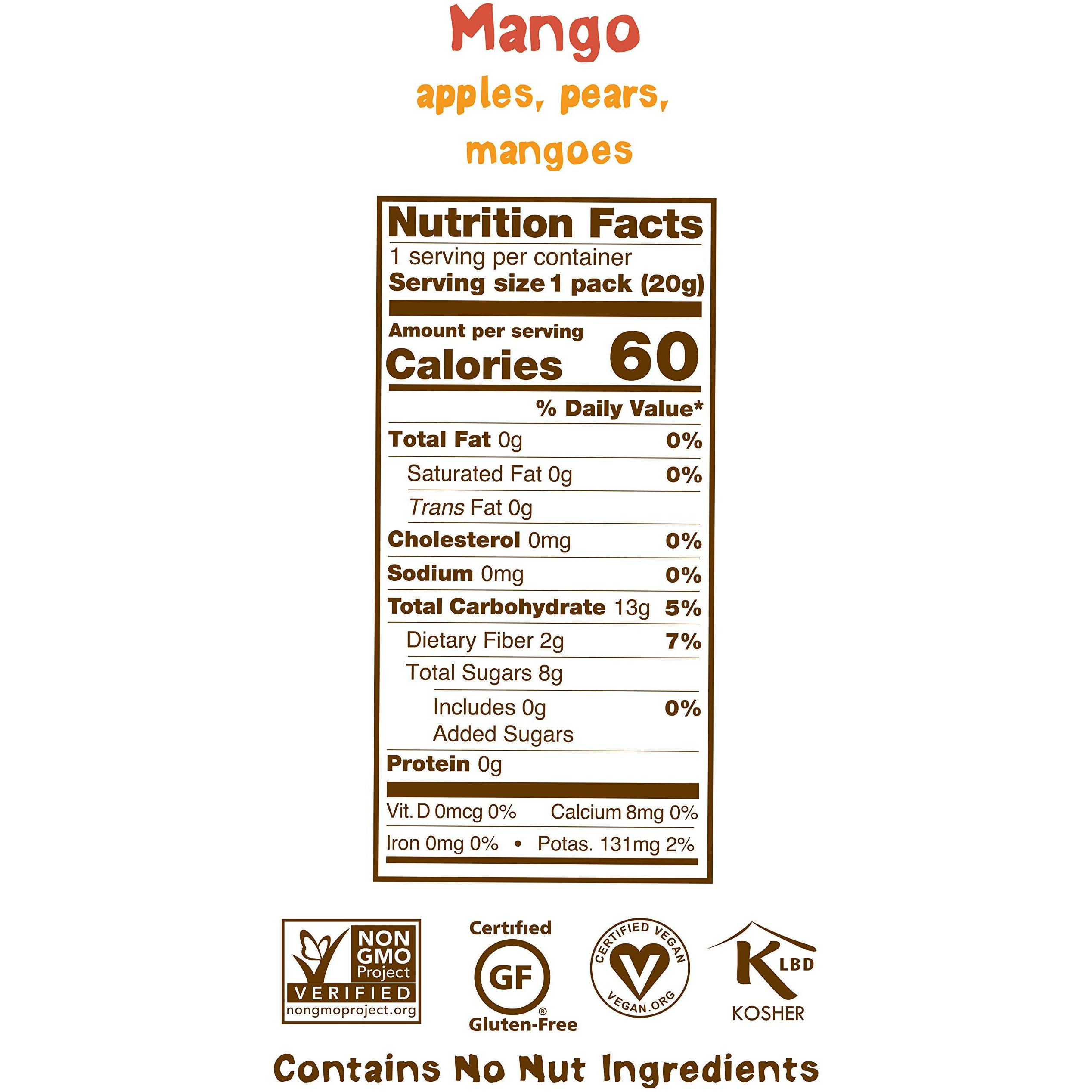 Bear Yoyo Bear, Real Fruit Yoyos, 0.7 Oz, No Added Sugar, All Natural, Non Gmo, Gluten Free, Vegan, Healthy On-The-Go Snack For Kids & Adults, Mango, 5 Count (Pack Of 5)