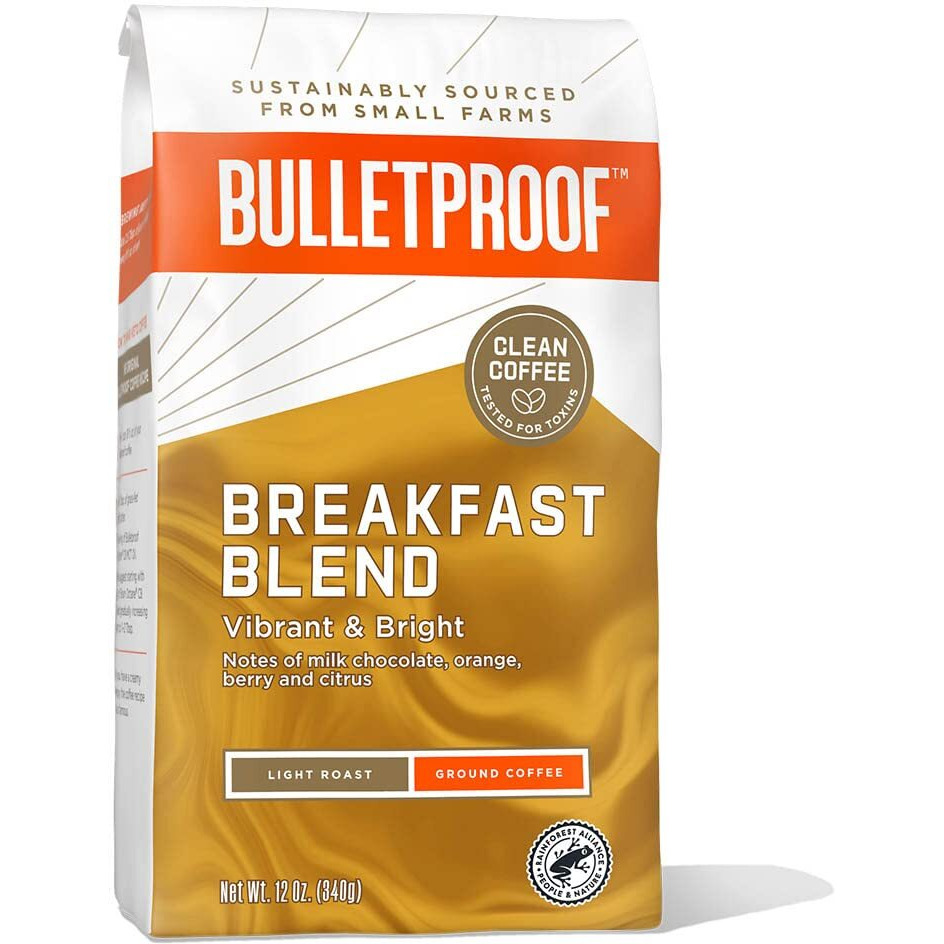 Bulletproof Breakfast Blend Light Roast Ground Coffee, 12 Ounces, 100% Arabica Coffee Sourced From Central And South America