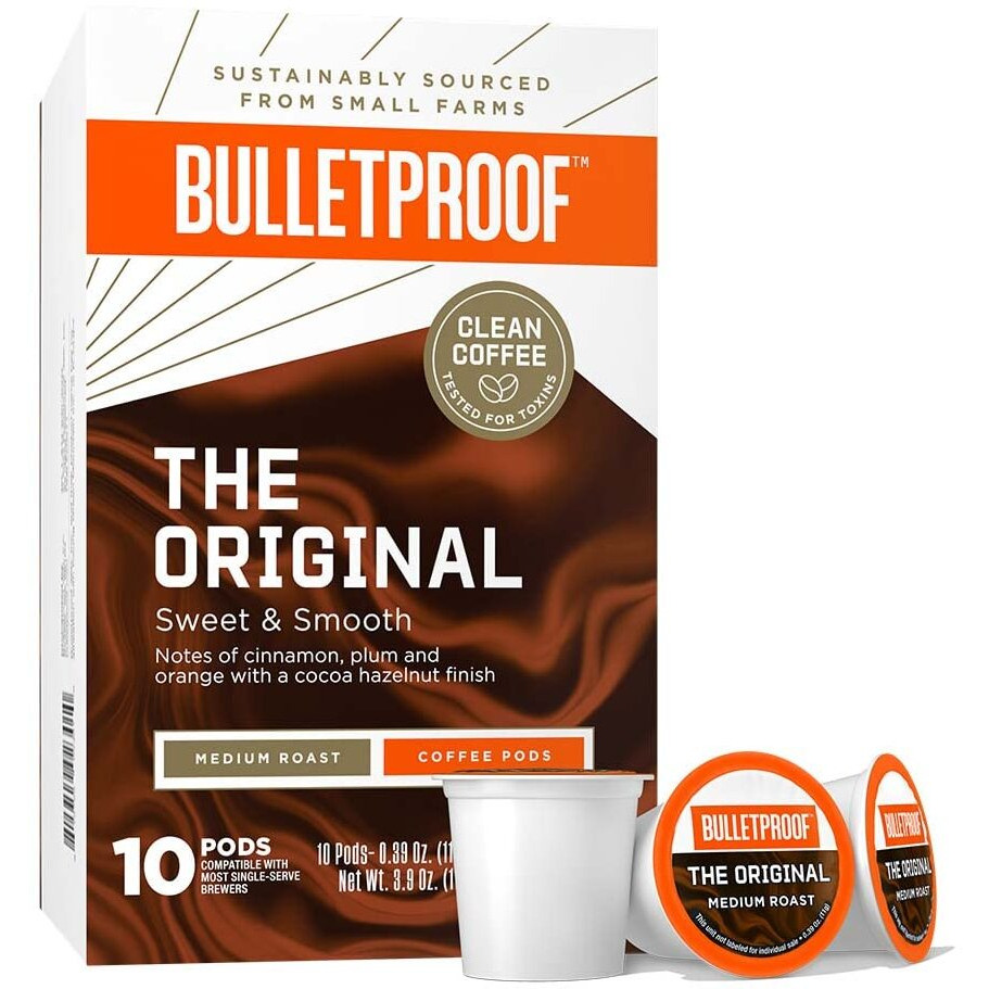 Bulletproof Original Medium Roast Single-Serve Pods, 10 Count, Arabica Coffee Sourced From Central And South America