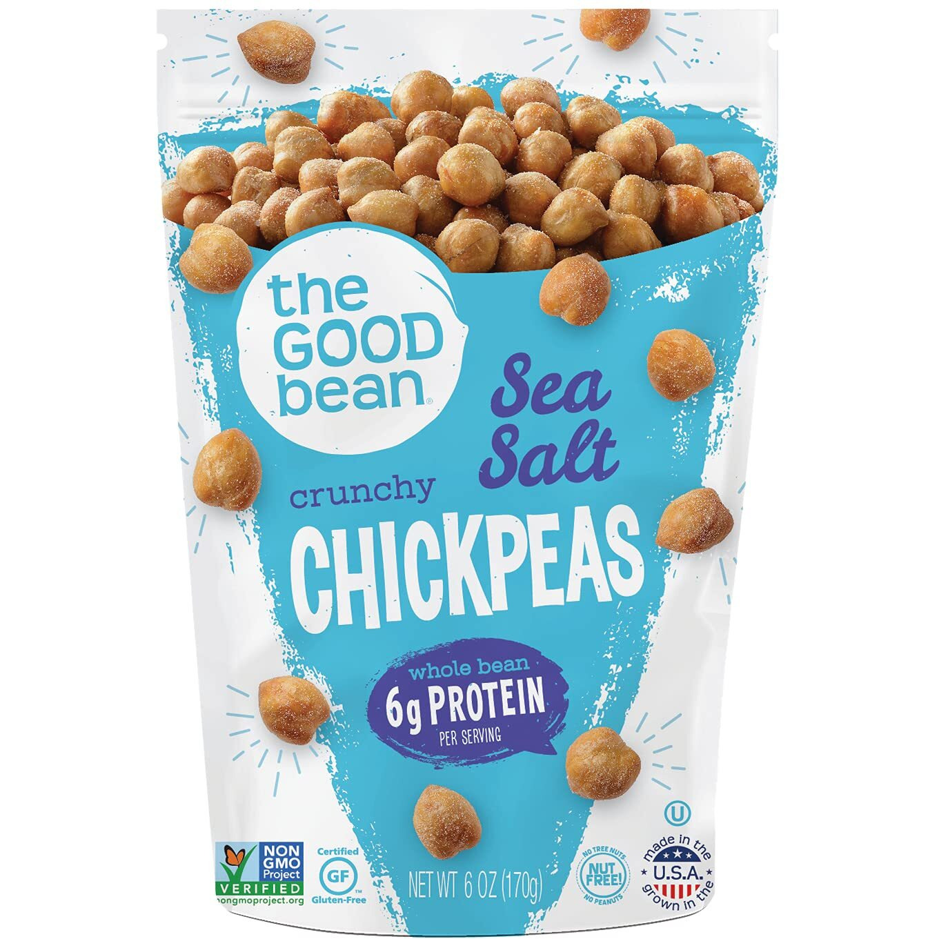 The Good Bean Crunchy Chickpeas, Sea Salt, 6 Ounce - Gluten Free