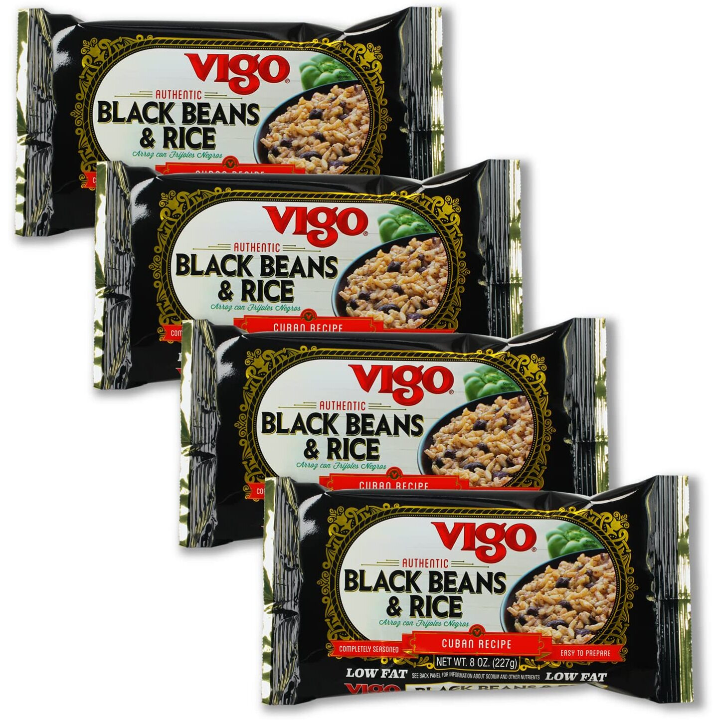 Vigo Authentic Black Beans & Rice, Low Fat, 8Oz (Black Beans & Rice, Pack Of 4)