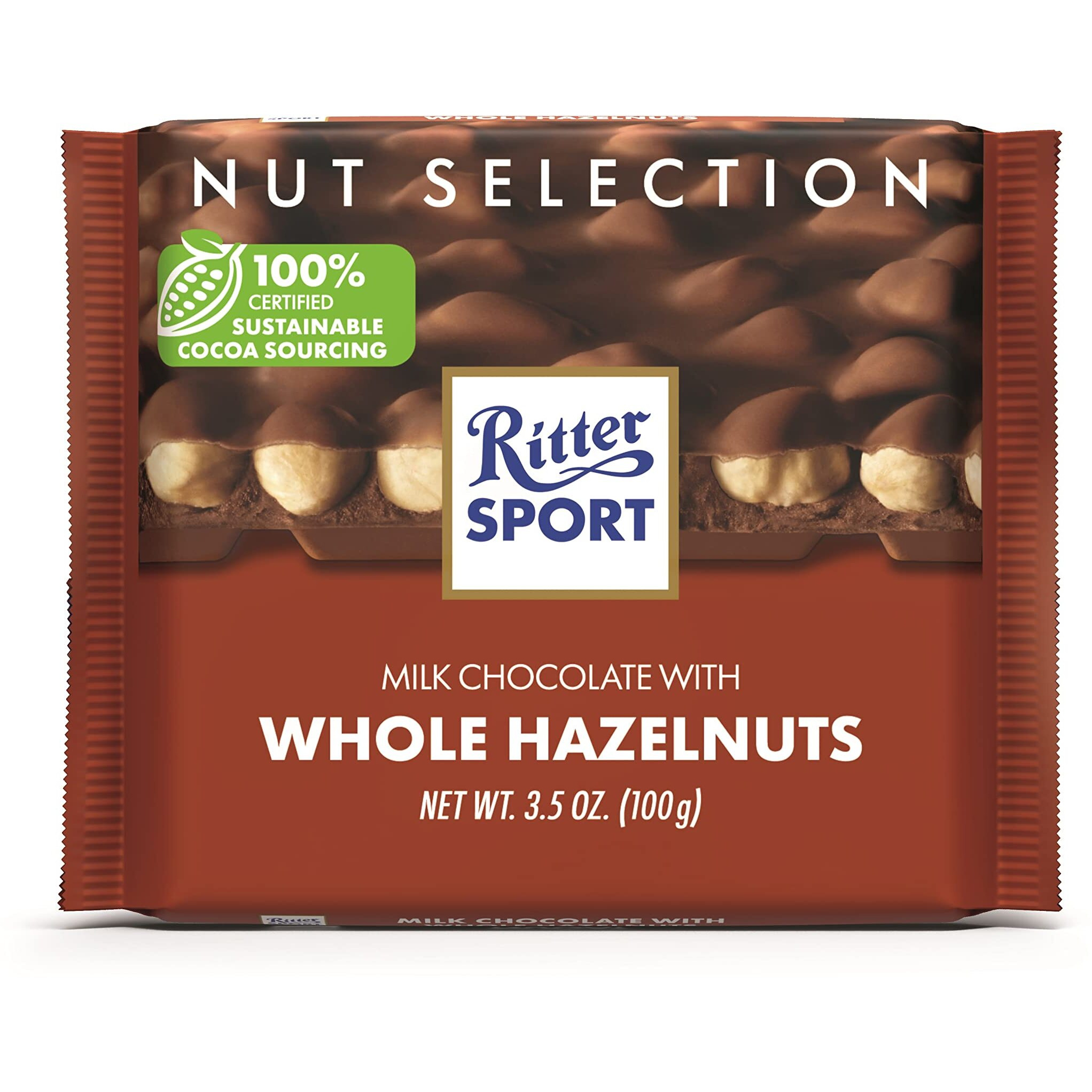 Ritter Sport Chocolate Bars With Nuts (Milk Chocolate With Hazelnuts, 3.5 Ounce (Pack Of 10)