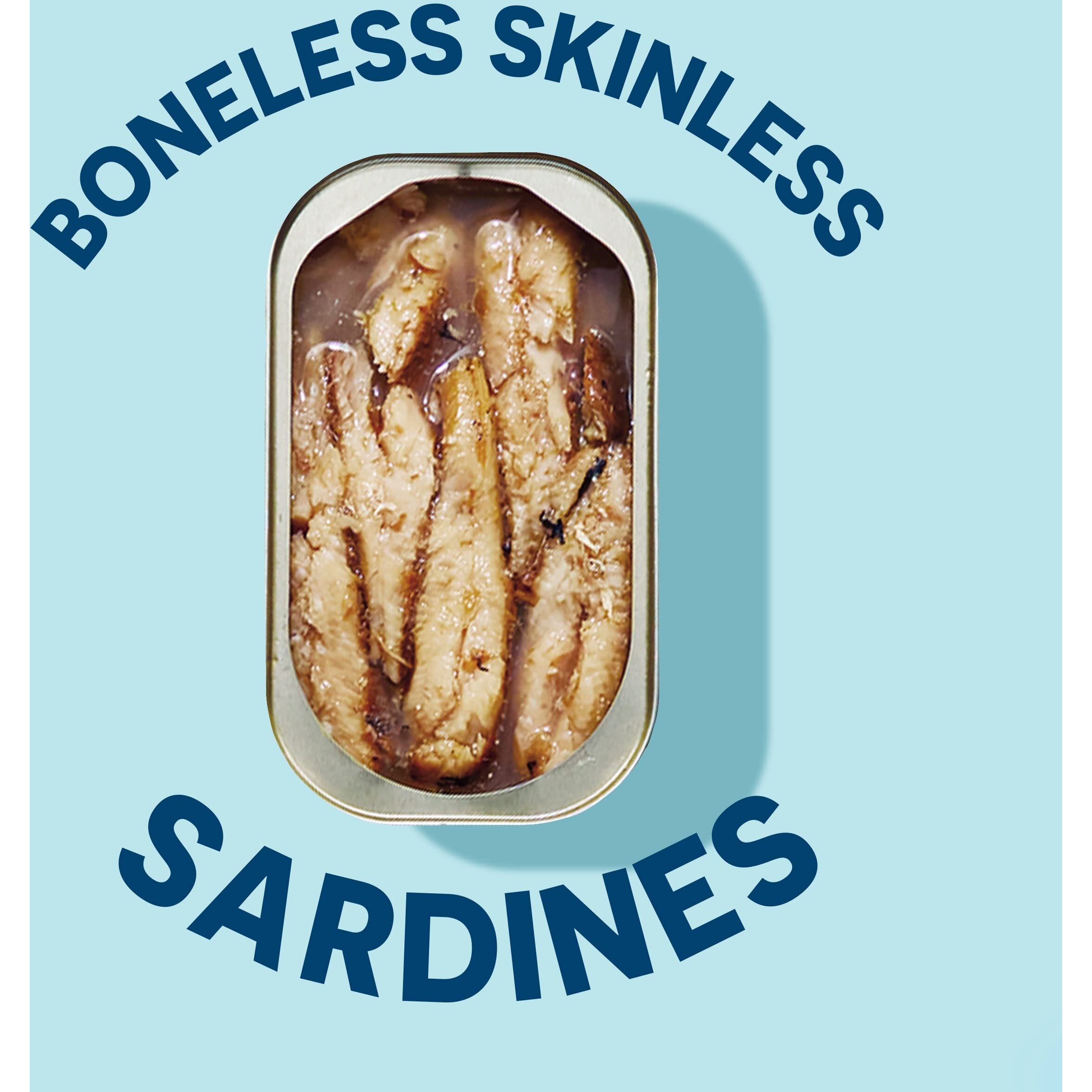 Wild Planet Wild Sardines In Extra Virgin Olive Oil With Sea Salt, Skinless & Boneless, Tinned Fish 4.25 Ounce (Pack Of 12)