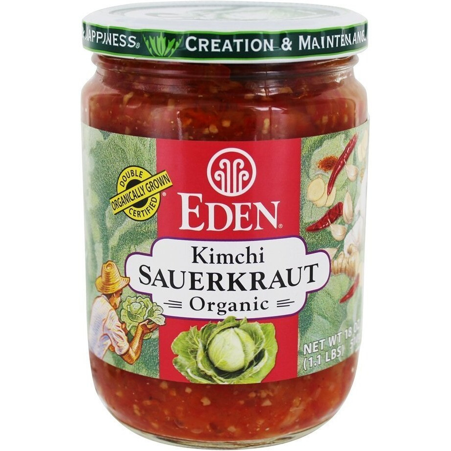 Eden Organic Sauerkraut, 18 Oz Glass Jar, Kimchi, Fine Cut
