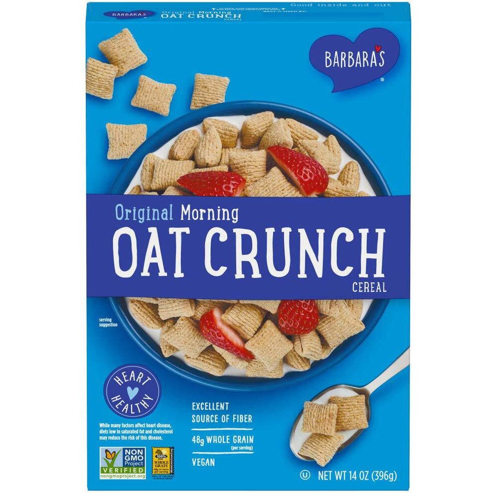 Three Sisters Barbara's Morning Oat Crunch Original Cereal, Heart Healthy, Non-Gmo, 14 Oz Box