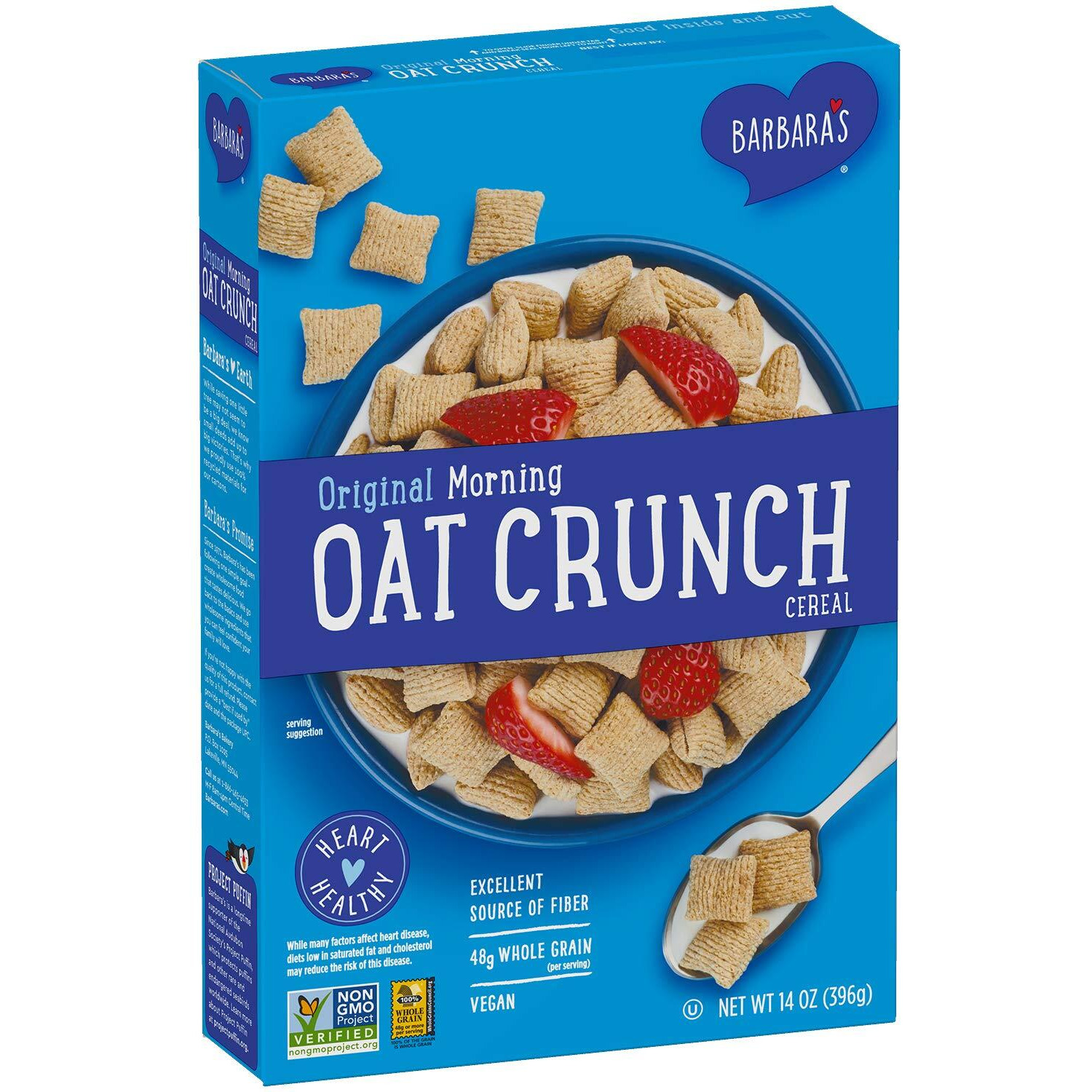 Three Sisters Barbara's Morning Oat Crunch Original Cereal, Heart Healthy, Non-Gmo, 14 Oz Box