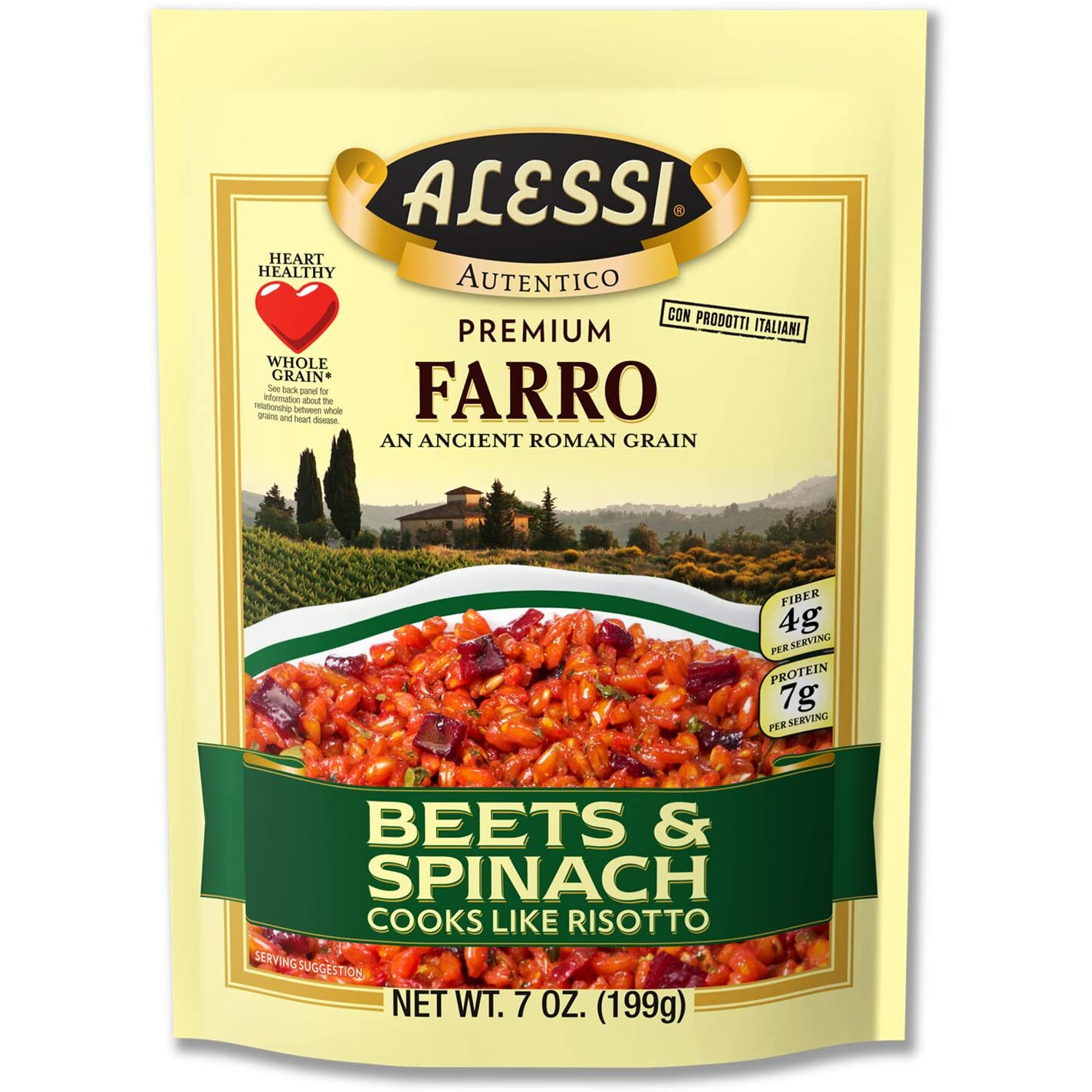 Alessi Autentico, Premium Seasoned Roman Grain Farro, Cooks Like Risotto, Heart Healthy, Easy To Prepare, 7Oz (Beets & Spinach, Pack Of 6)