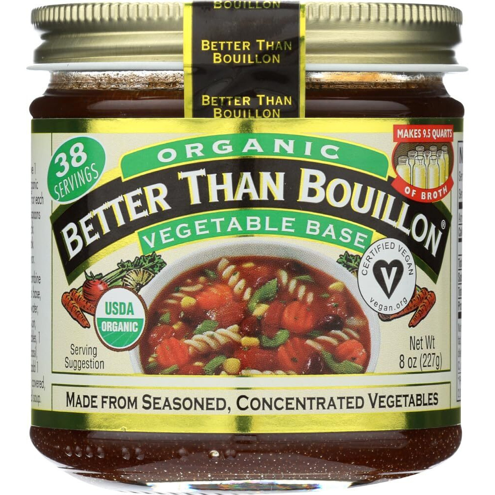 Better Than Bouillon Organic Vegetable Base, Made From Seasoned & Concentrated Vegetables, Organic & Vegan, Makes 9.5 Quarts Of Broth, 8 Oz Jar (Pack Of 3)