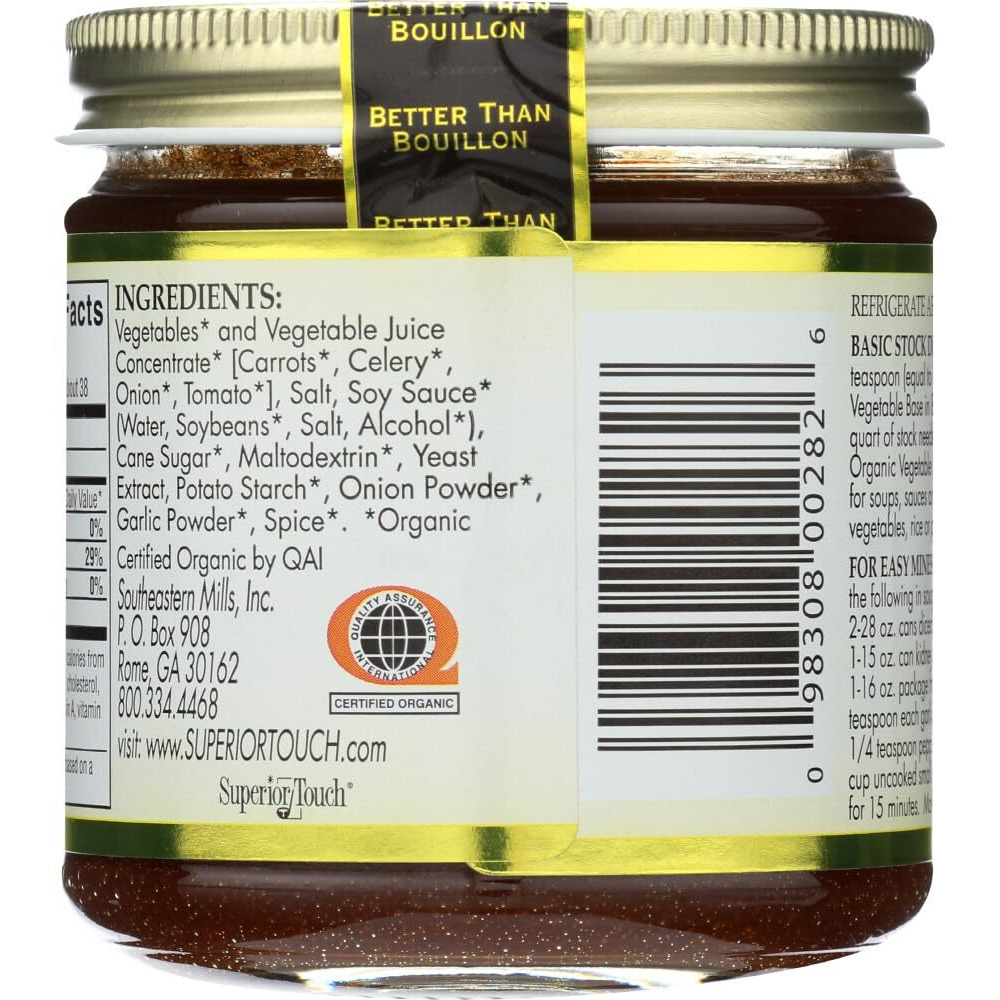 Better Than Bouillon Organic Vegetable Base, Made From Seasoned & Concentrated Vegetables, Organic & Vegan, Makes 9.5 Quarts Of Broth, 8 Oz Jar (Pack Of 3)