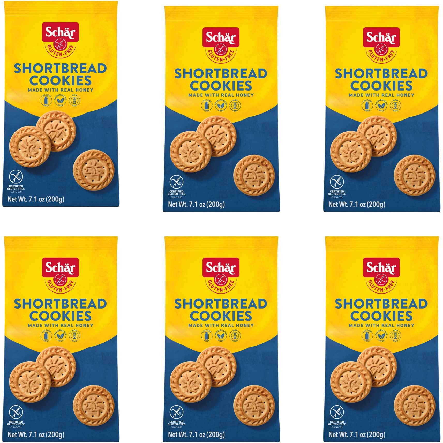 Schar - Shortbread Cookies - Certified Gluten Free - No Gmo's, Lactose, Wheat Or Preservatives - (7.1 Oz) 6 Pack