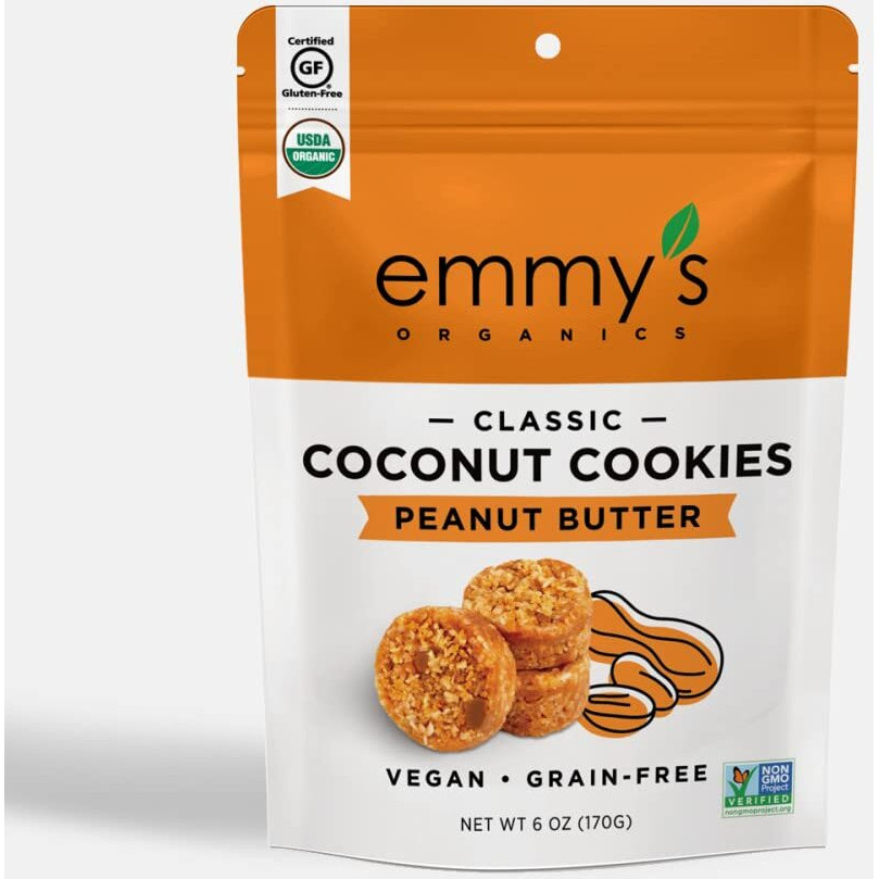 Emmy's Organics, Coconut Cookies - Peanut Butter, 6 Oz (Pack Of 2) | Gluten-Free Organic Cookies, Vegan, Paleo-Friendly