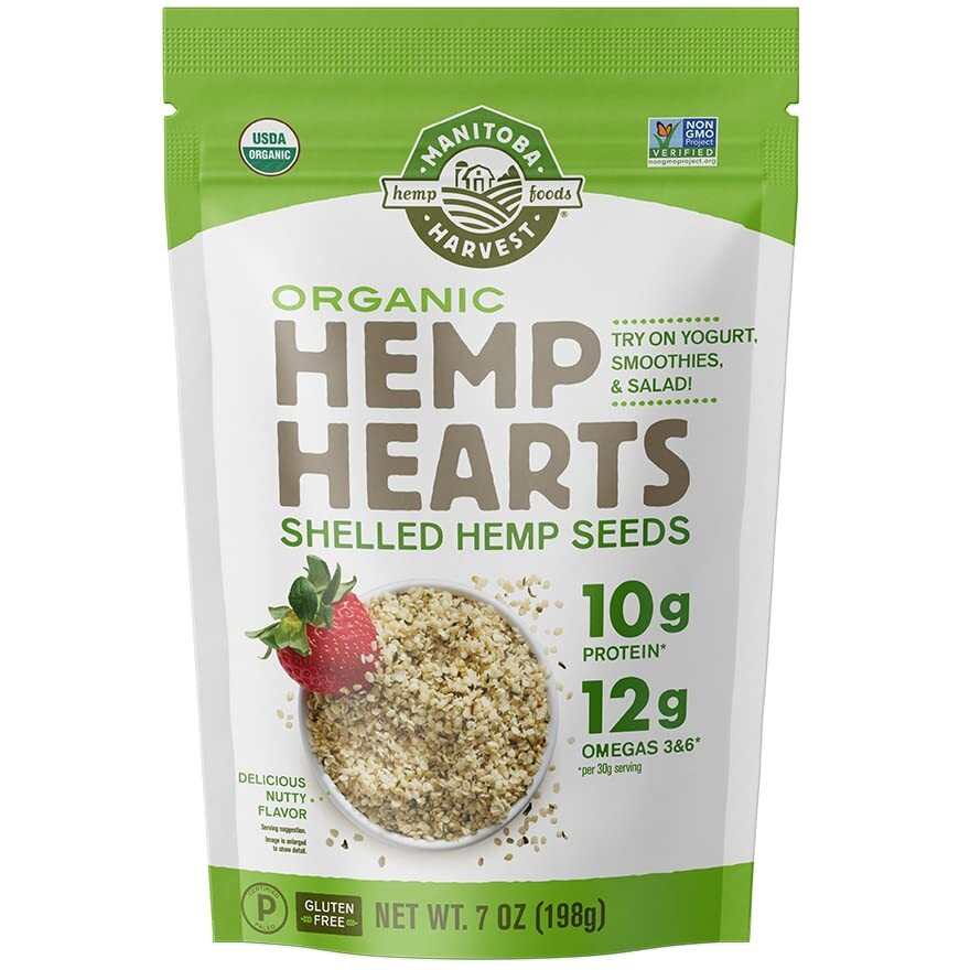 Manitoba Harvest Organic Hemp Seeds, 7Oz 10G Plant Based Protein And 12G Omega 3 & 6 Per Srv | Smoothies, Yogurt & Salad | Non-Gmo, Vegan, Keto, Paleo, Gluten Free