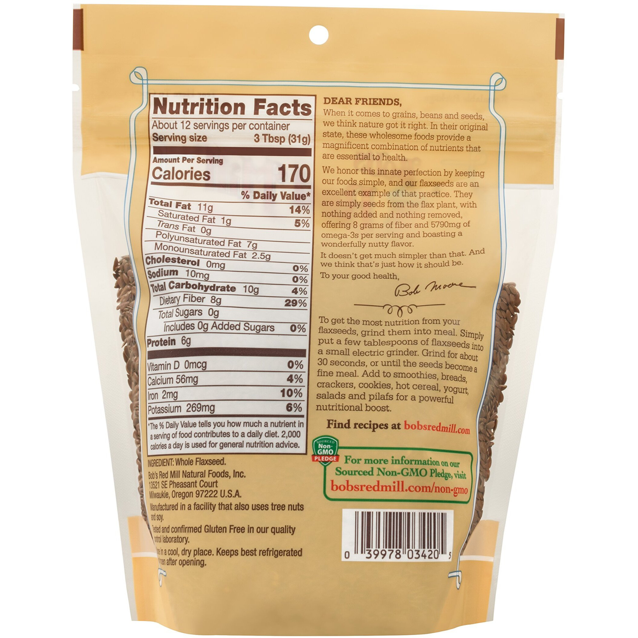 Bobs Red Mill Flaxseed Brown, 13 Oz