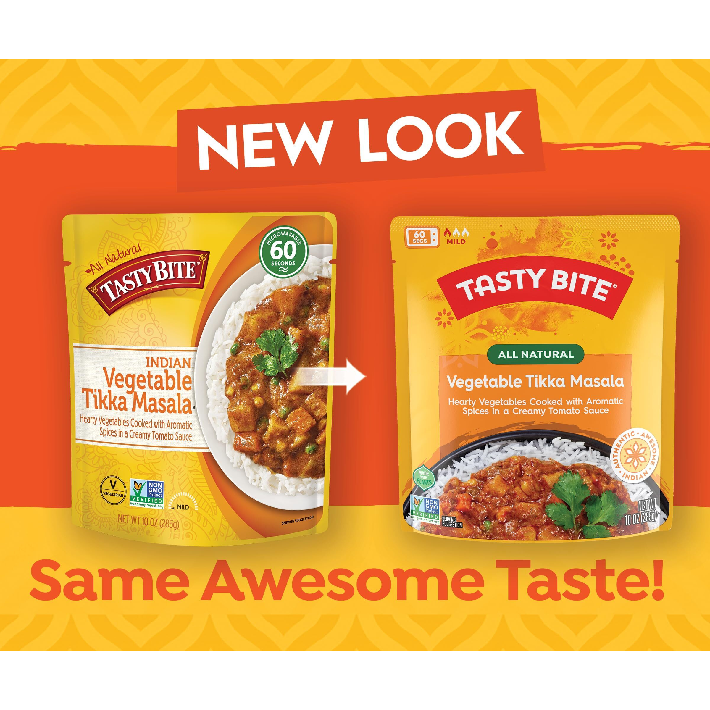 Tasty Bite Vegetable Tikka Masala, 10 Ounce, Pack Of 6, Ready To Eat, Microwavable Entree, Vegetables Simmered With Cashews (Packaging May Vary)