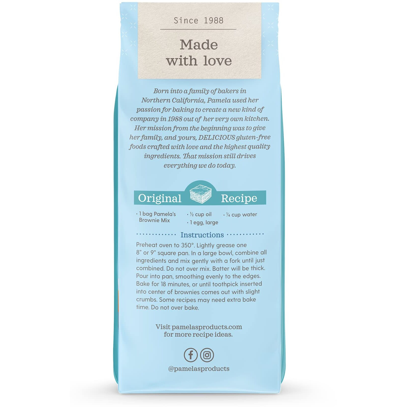 Pamela's Gluten Free Chocolate Brownie Mix, Sweetened With Honey, Non Dairy & Wheat Free, 16-Ounce Bag (Pack Of 6)