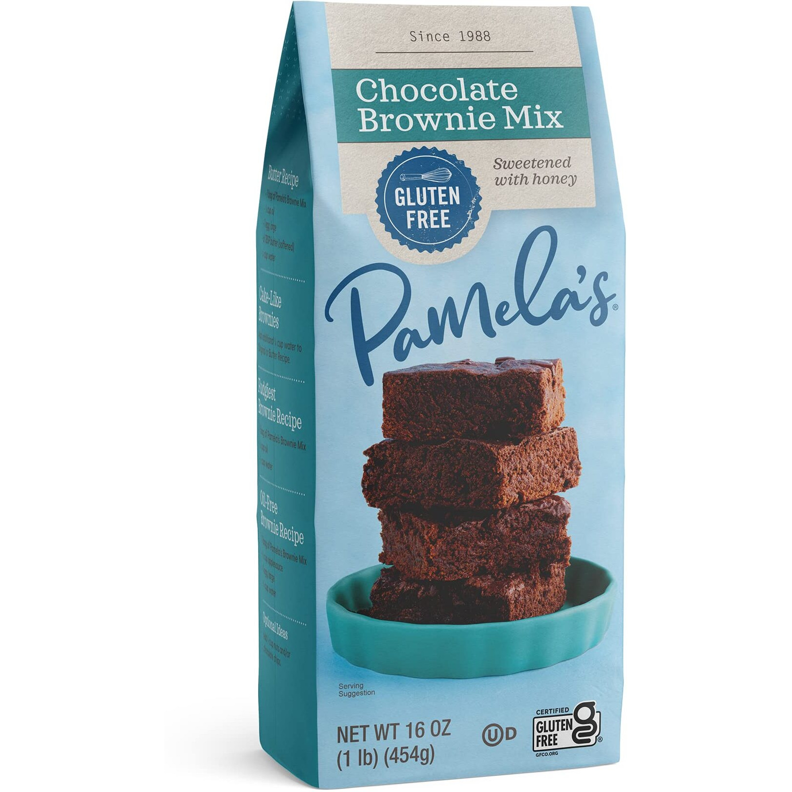 Pamela's Gluten Free Chocolate Brownie Mix, Sweetened With Honey, Non Dairy & Wheat Free, 16-Ounce Bag (Pack Of 6)
