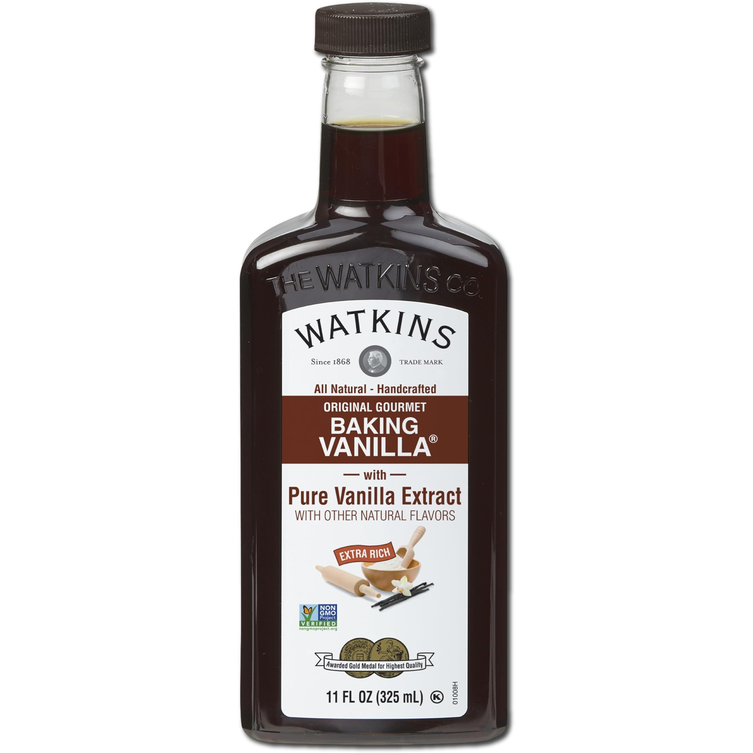 Watkins All Natural Original Gourmet Baking Vanilla, With Pure Vanilla Extract, 11 Fl Oz (Pack Of 1) - Packaging May Vary