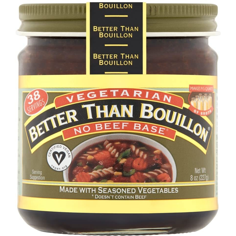 Better Than Bouillon Vegetarian No Beef Base, Made With Seasoned Vegetables, Certified Vegan, Makes 9.5 Quarts Of Broth, 38 Servings 8 Ounce (Pack Of 1)