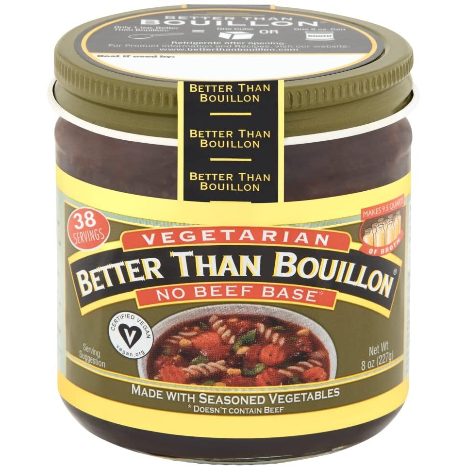Better Than Bouillon Vegetarian No Beef Base, Made With Seasoned Vegetables, Certified Vegan, Makes 9.5 Quarts Of Broth, 38 Servings 8 Ounce (Pack Of 1)