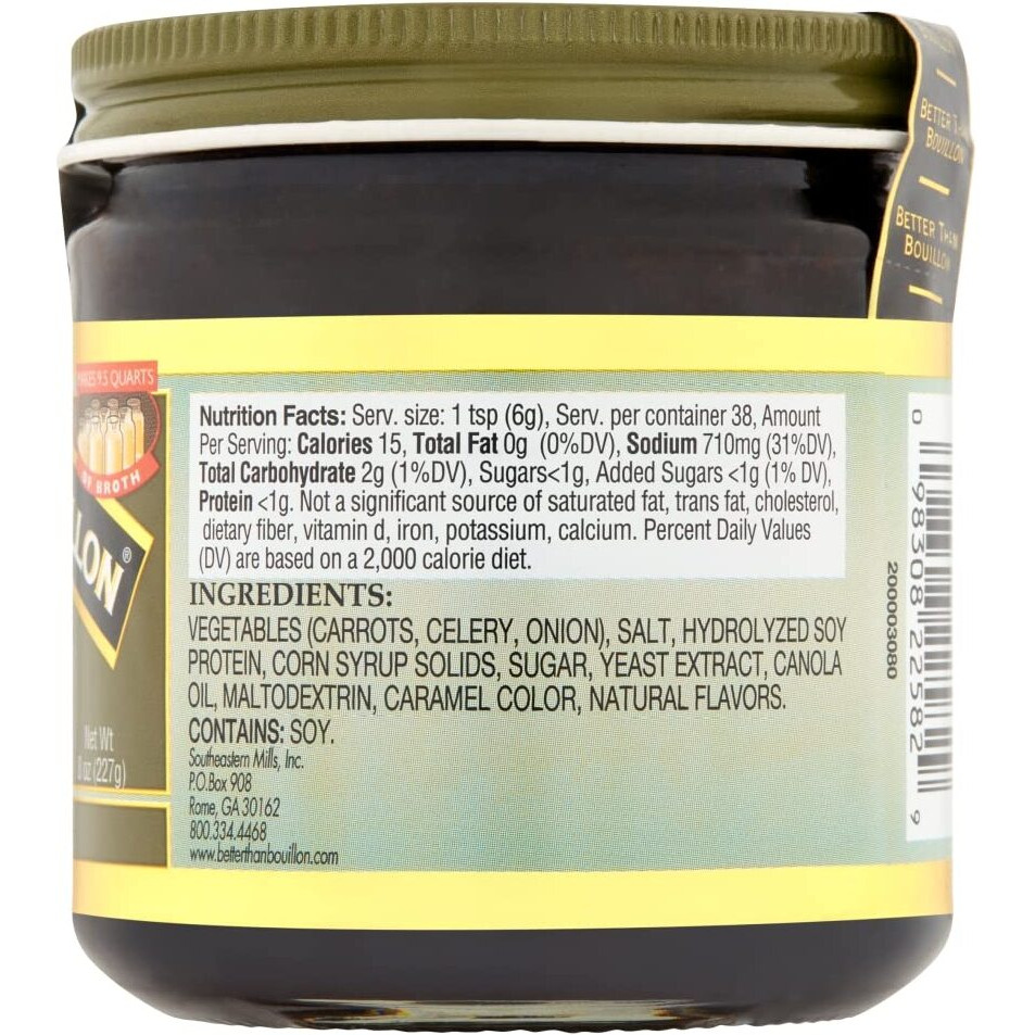 Better Than Bouillon Vegetarian No Beef Base, Made With Seasoned Vegetables, Certified Vegan, Makes 9.5 Quarts Of Broth, 38 Servings 8 Ounce (Pack Of 1)