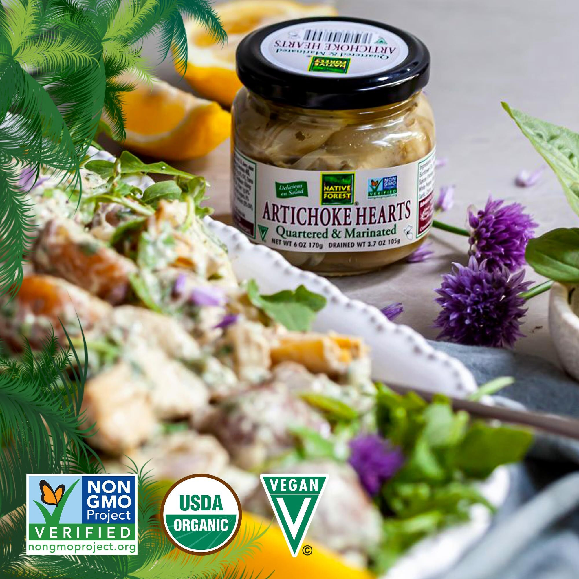 Native Forest Quartered & Marinated Artichoke Hearts - Artichokes, Canned Artichoke Hearts Marinated, Artichoke Hearts Canned - 6 Ounce (Pack Of 6)