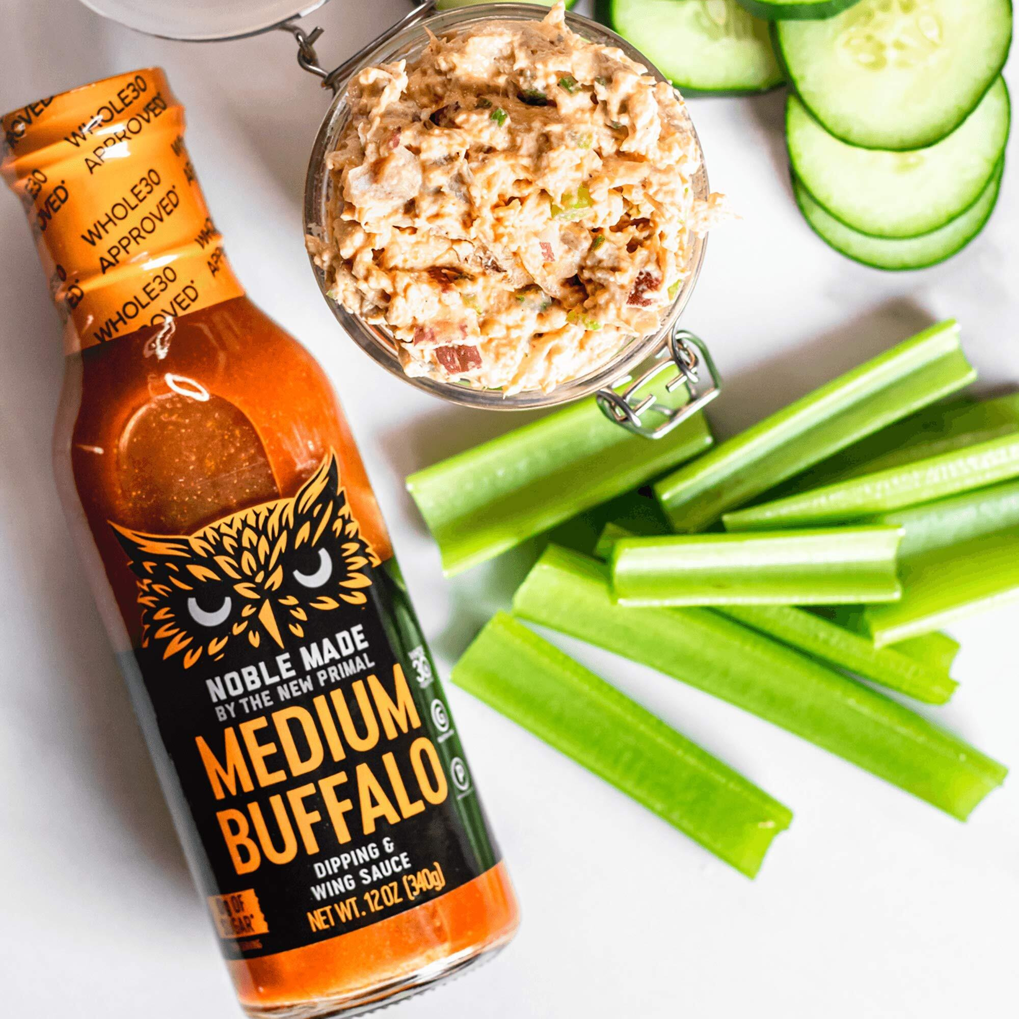 Noble Made Buffalo Sauce, Keto, Gluten Free, Vegan Dipping & Wing Sauce, Low Carb, Dairy Free, Low Calorie, Paleo, Low Sugar, And Whole30 Approved, Medium Buffalo, 12.5 Oz (1 Count)